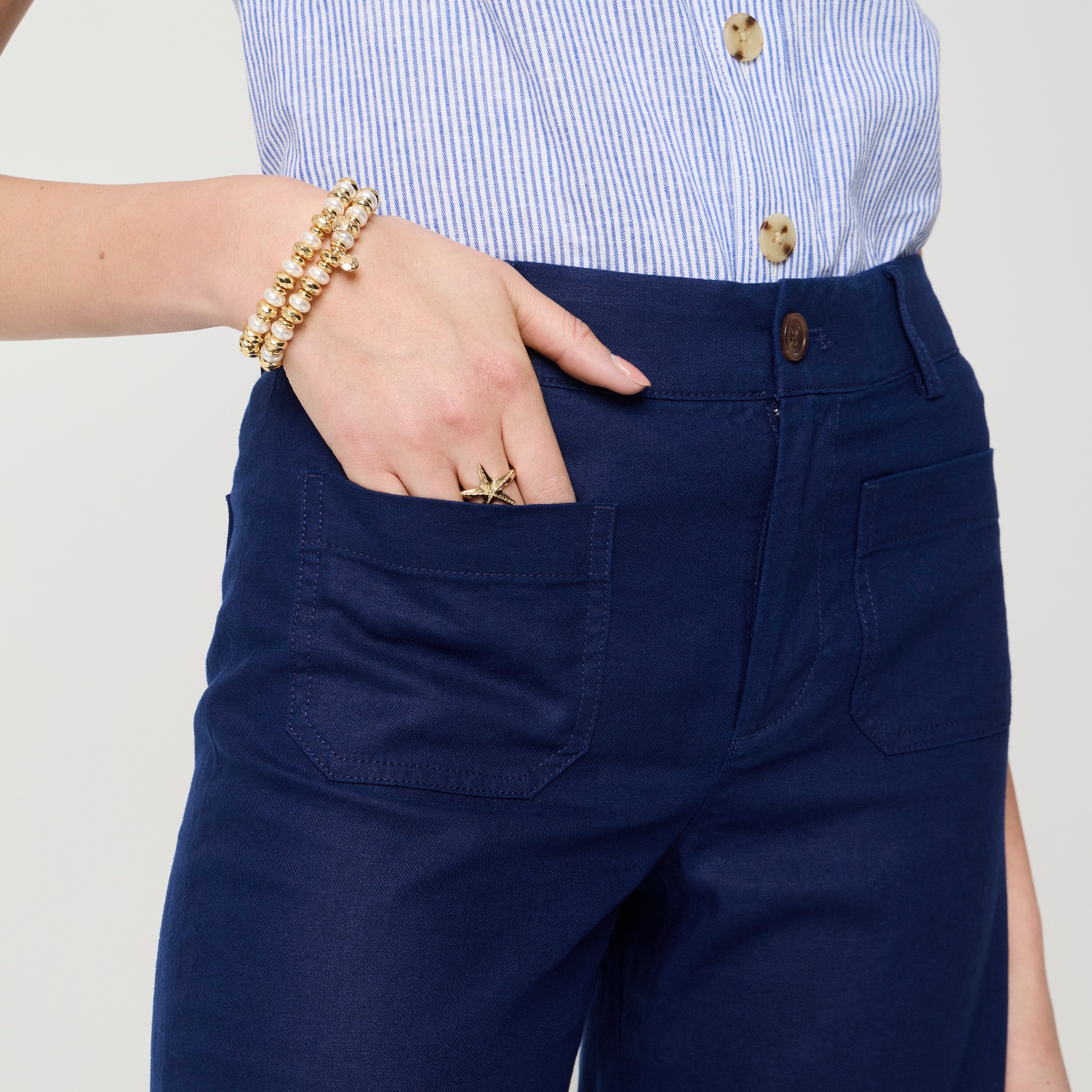 Linen-blend Lizzie wide-leg pant