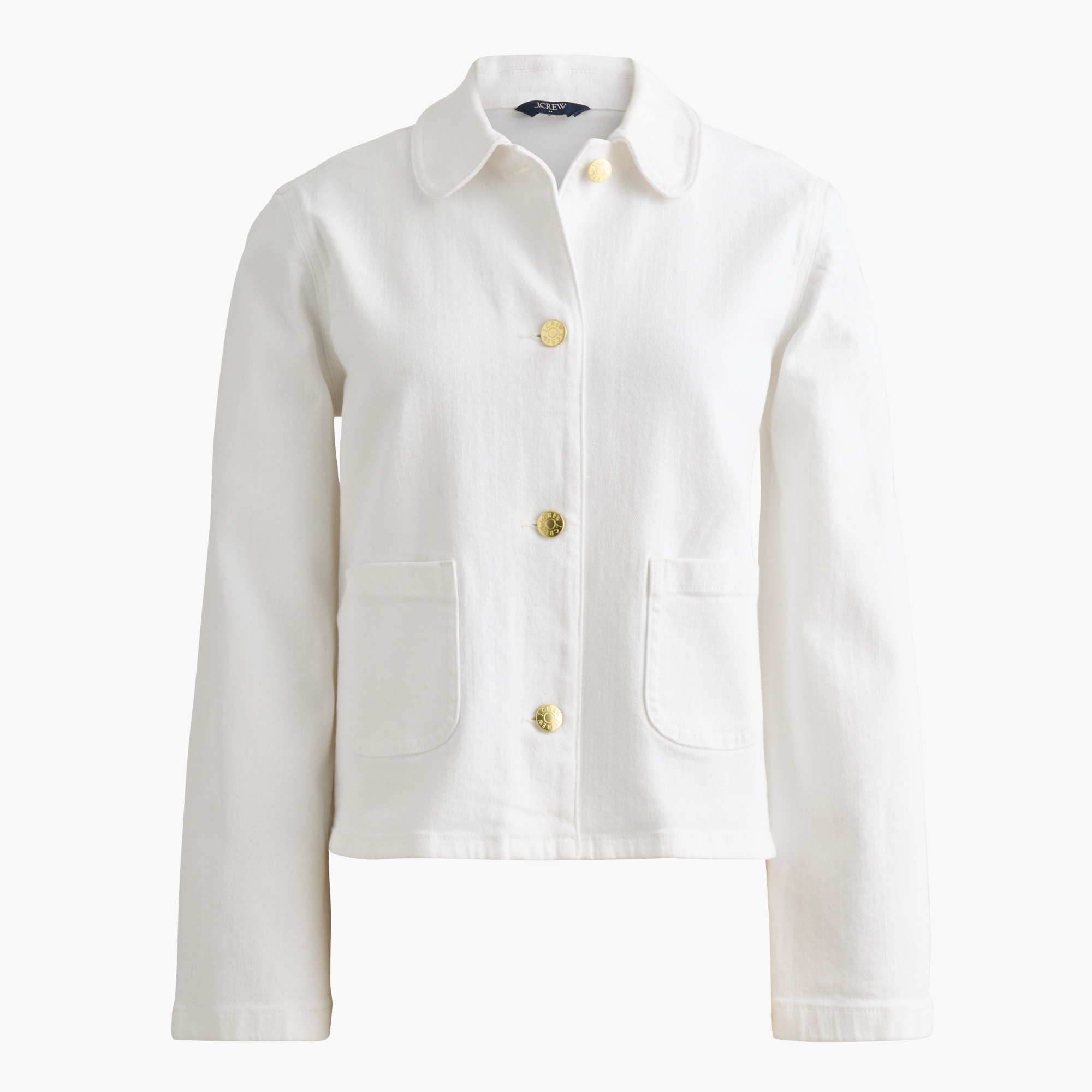 Collared denim jacket in white wash