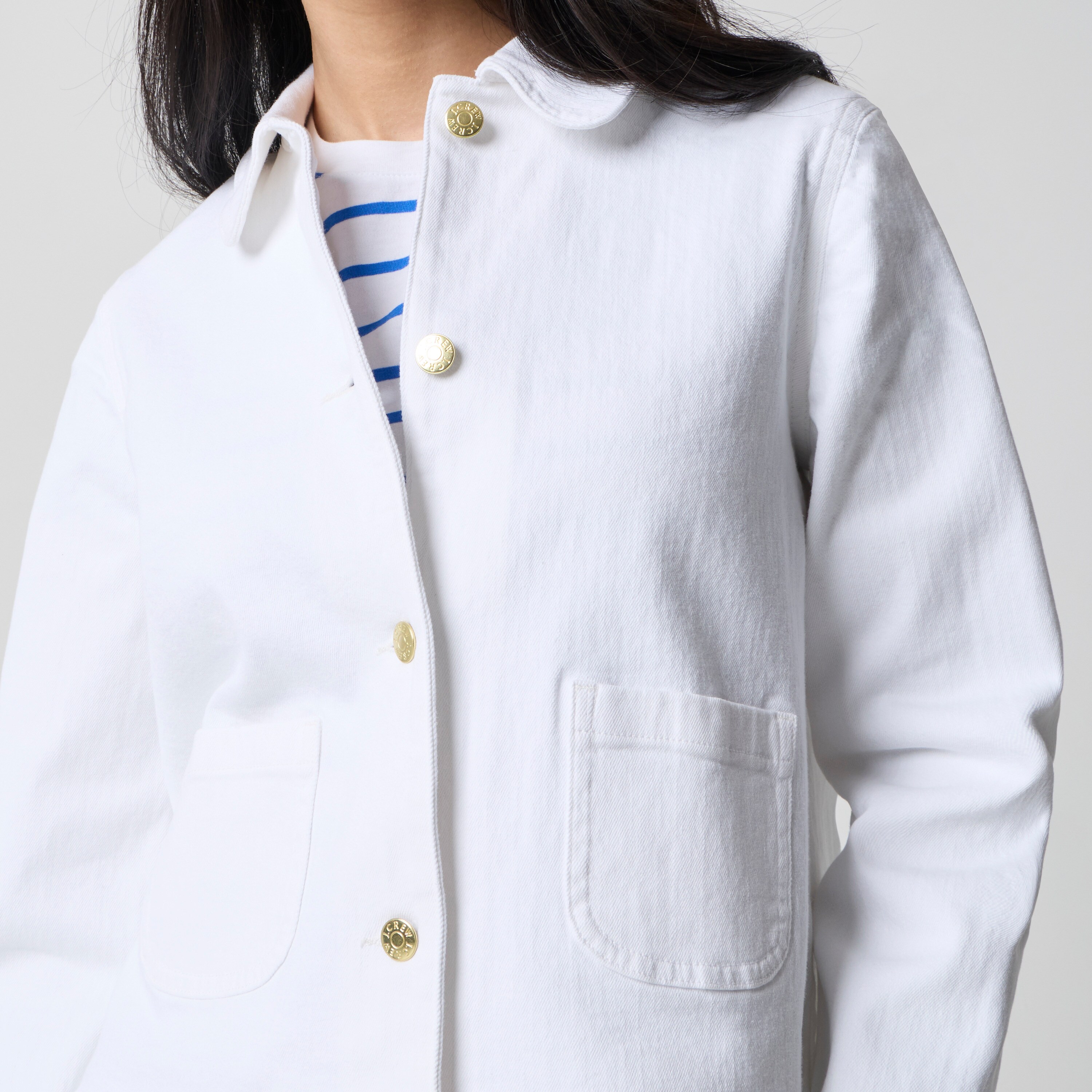 Collared denim jacket in white wash