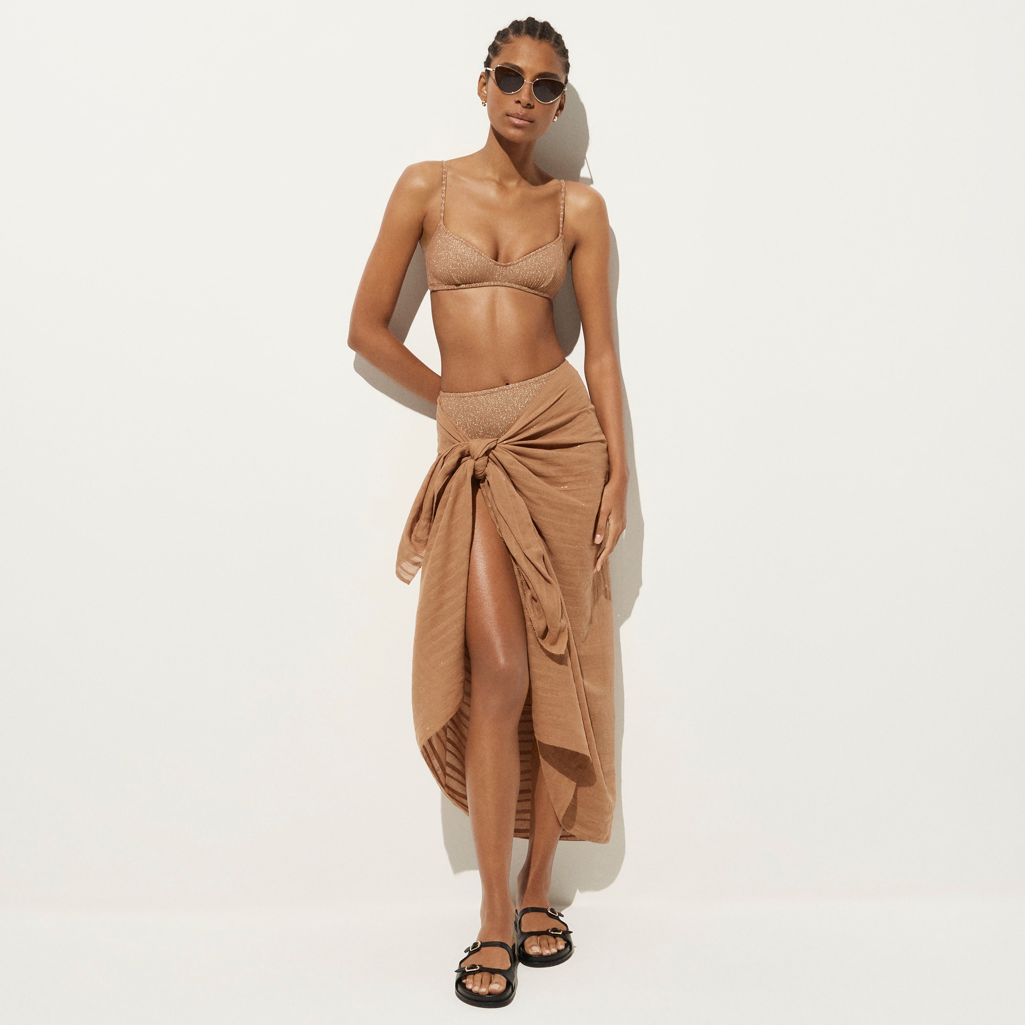 womens Cotton voile sarong with Lurex&reg; metallic threads