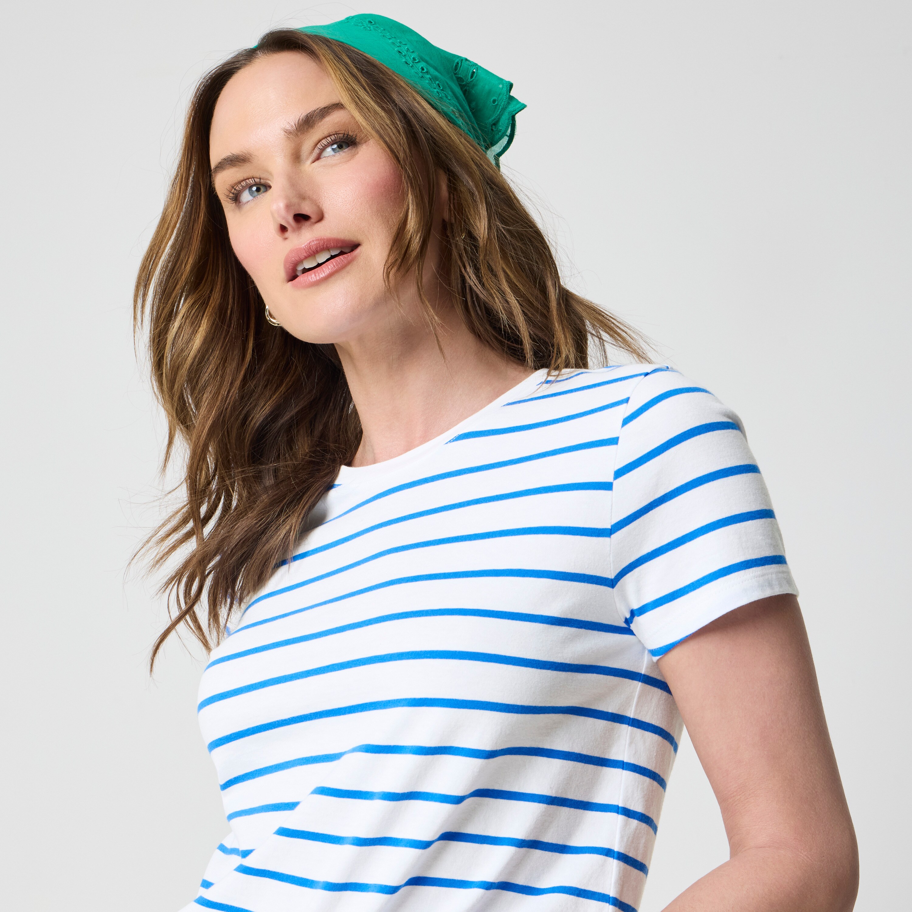 Striped jersey crewneck tee