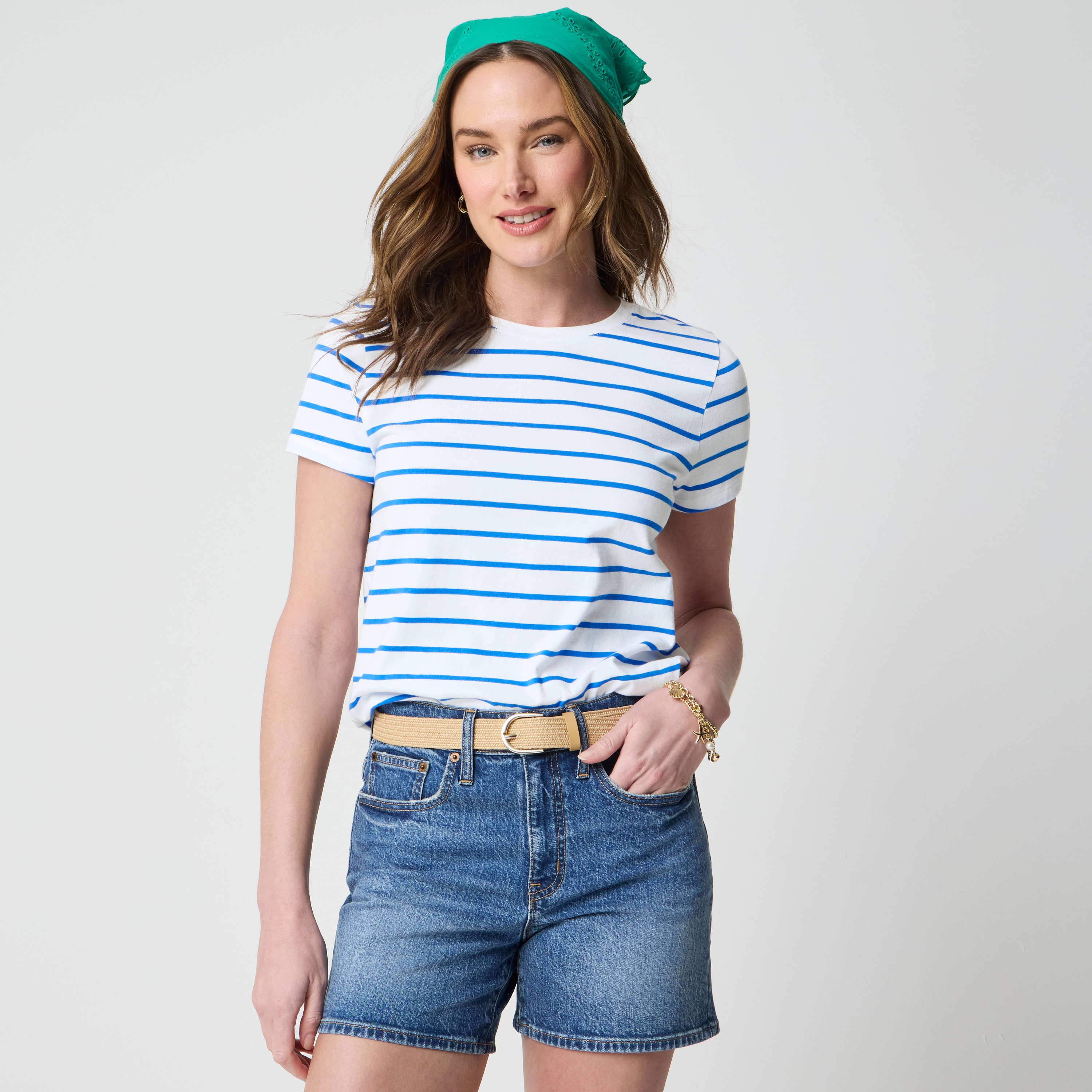 Striped jersey crewneck tee
