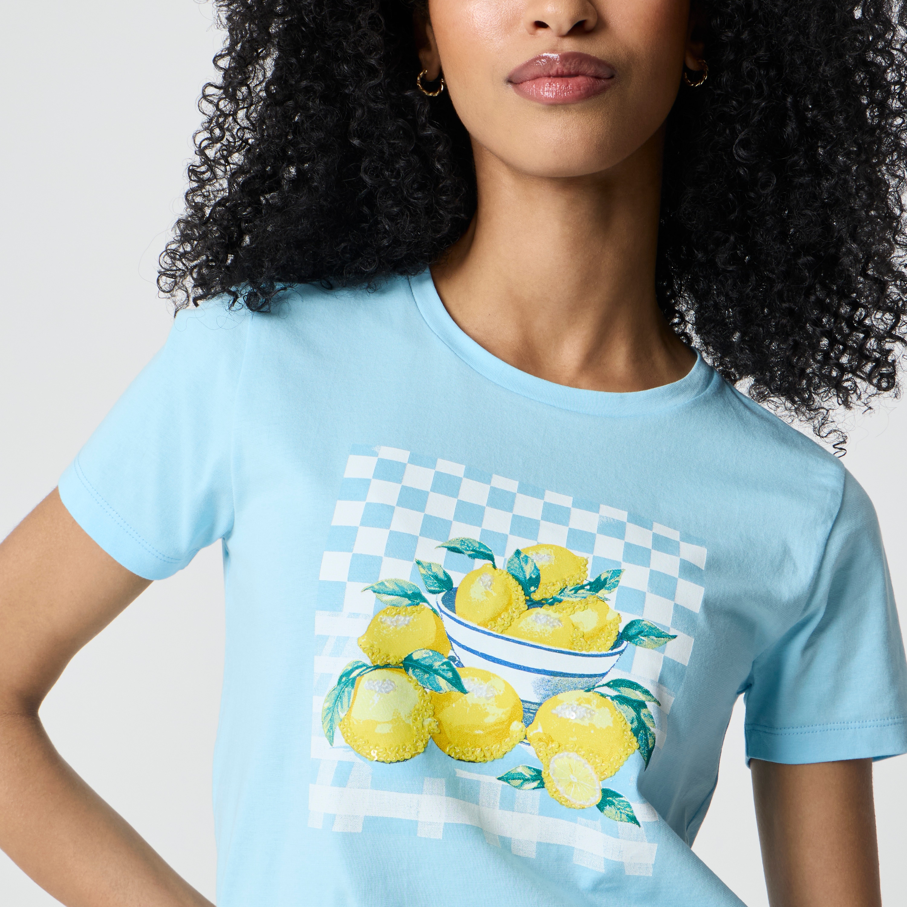 Sequin Lemons Graphic Tee For Women | Factory