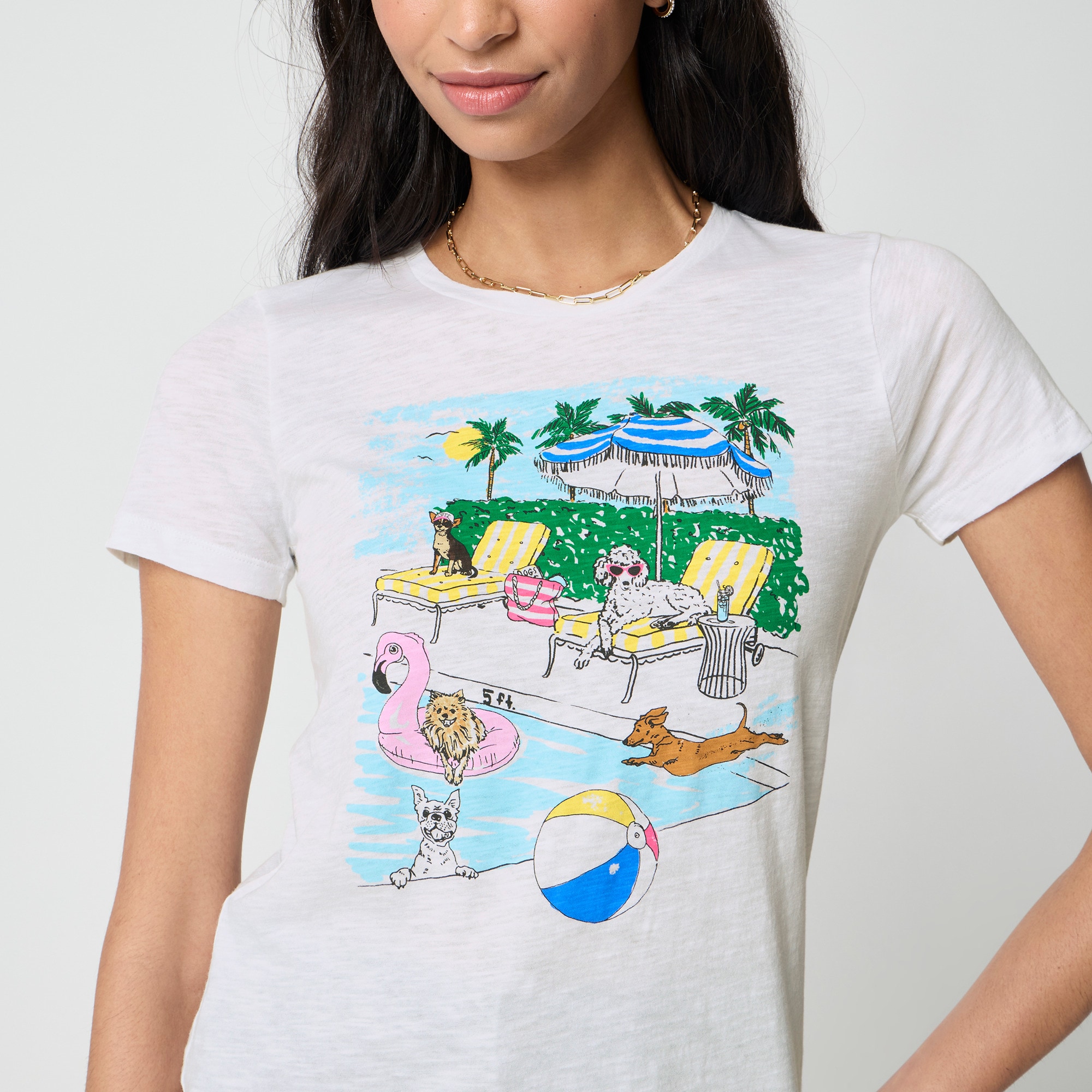 Poolside dogs graphic tee