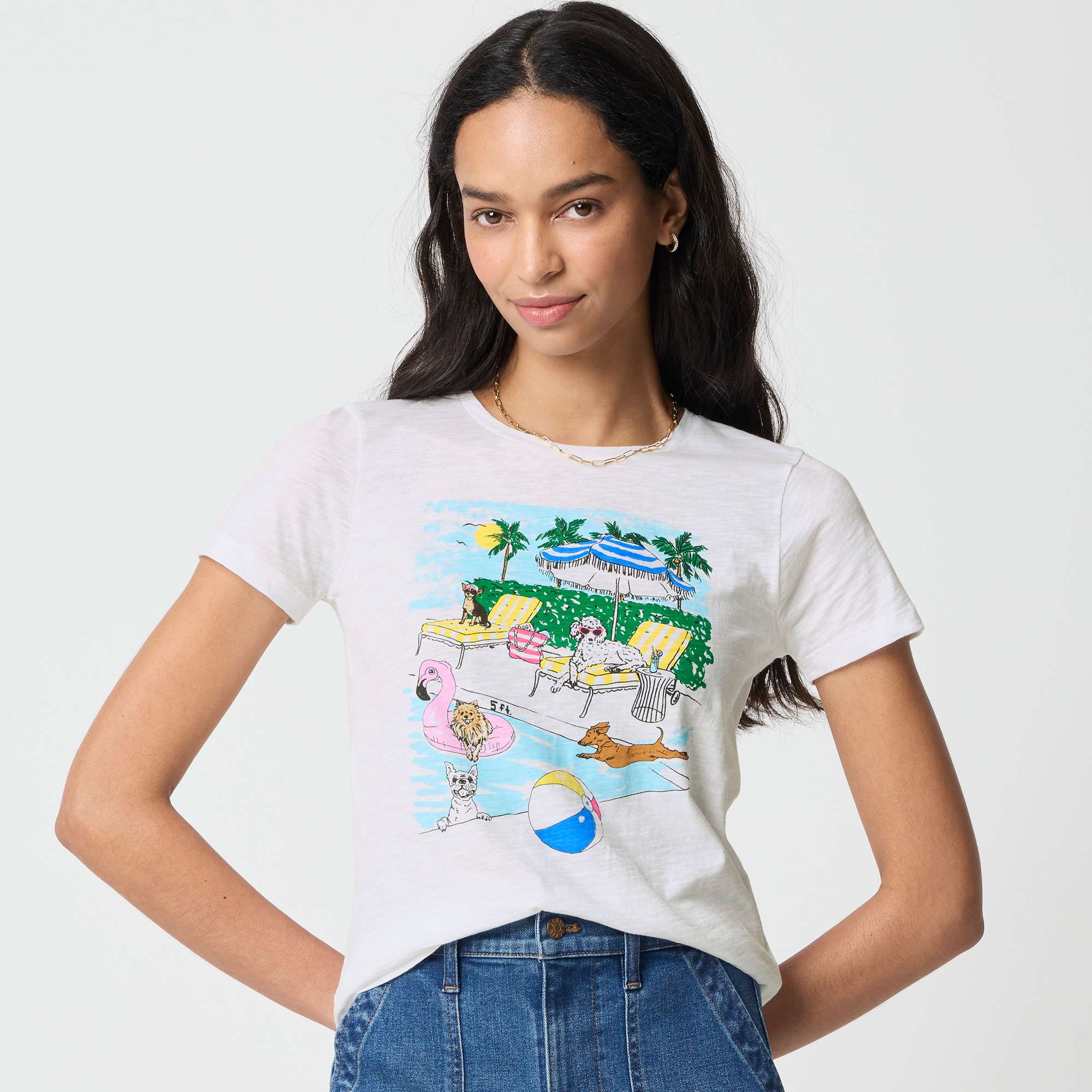 Poolside dogs graphic tee