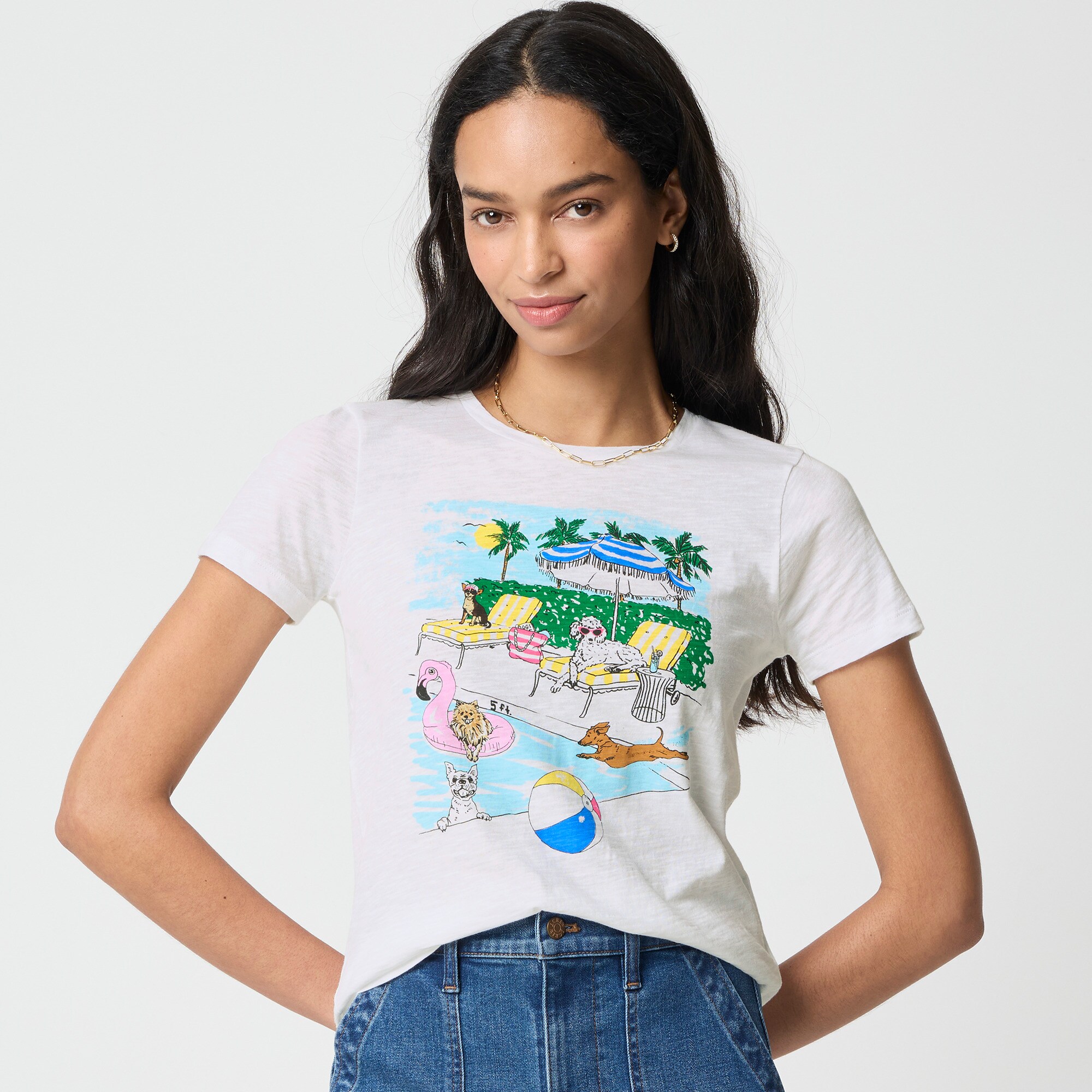 Poolside dogs graphic tee