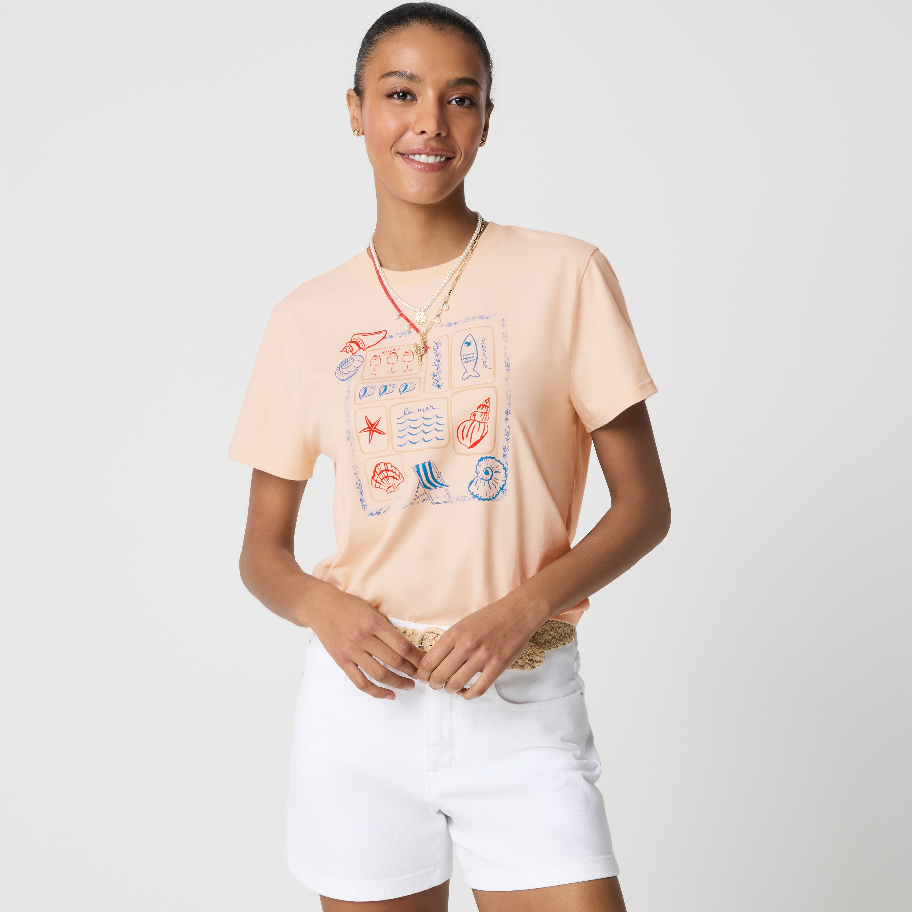 Beach grid graphic tee