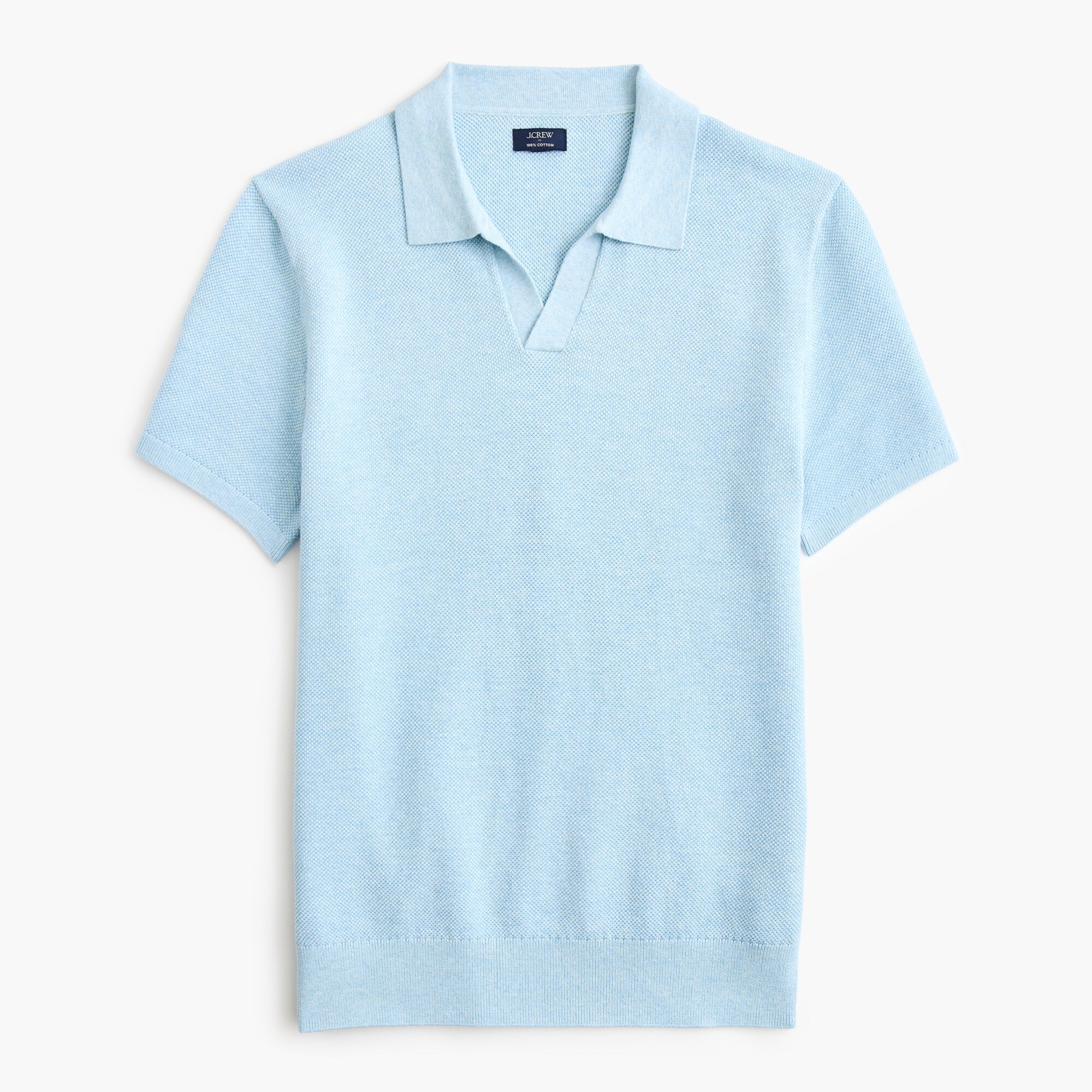Cotton moss-stitch johnny-collar sweater-polo