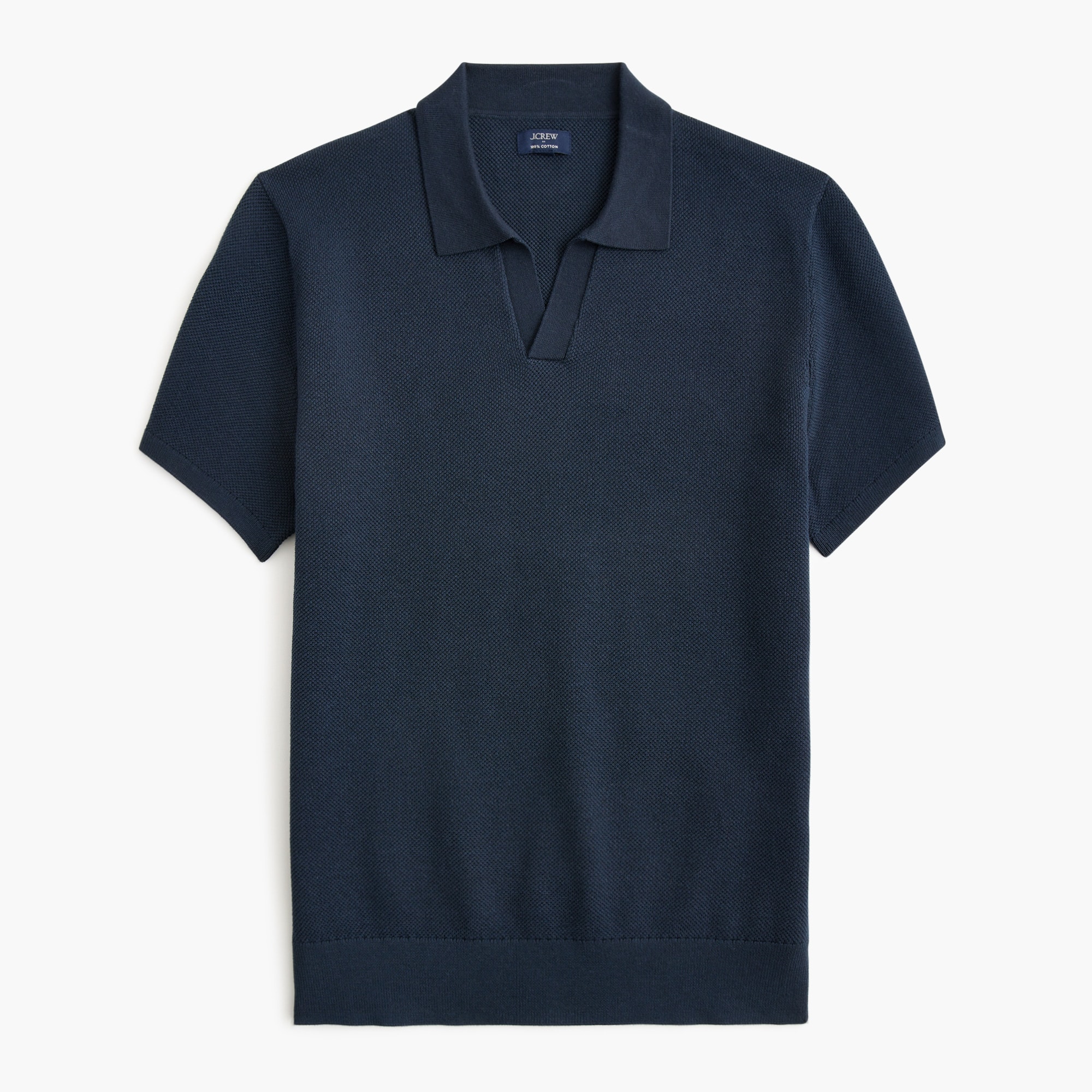 Cotton moss-stitch johnny-collar sweater-polo
