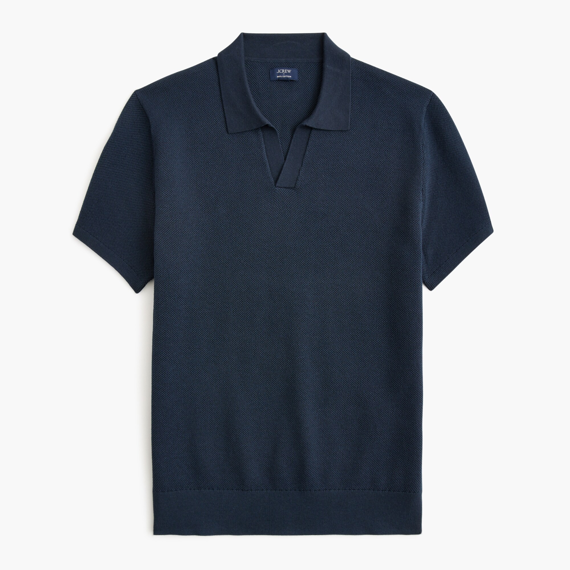 Cotton moss-stitch johnny-collar sweater-polo