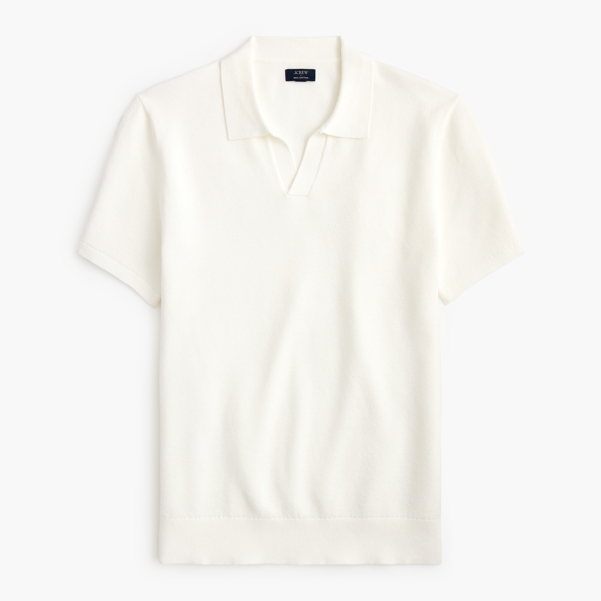 Cotton Moss-stitch Johnny-collar Sweater-polo For Men | Factory