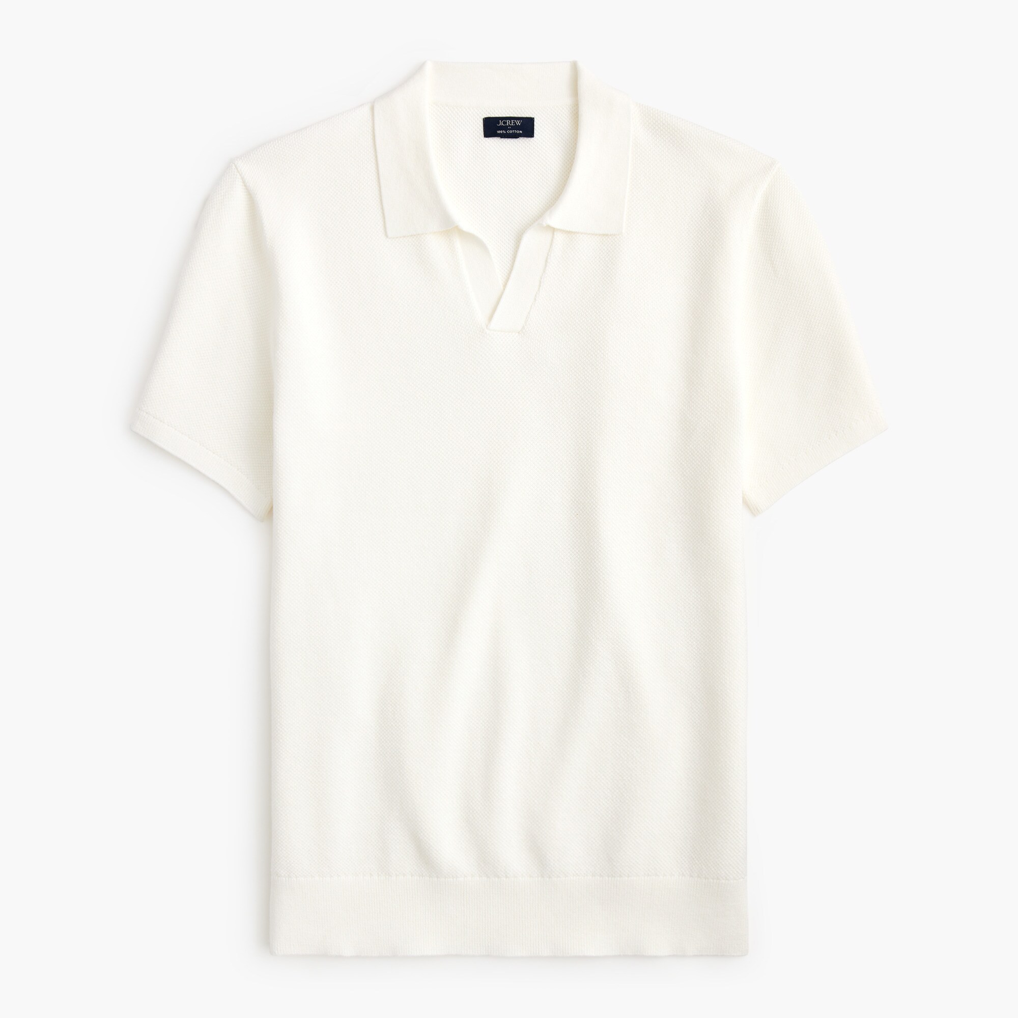 Cotton Moss-stitch Johnny-collar Sweater-polo For Men | Factory