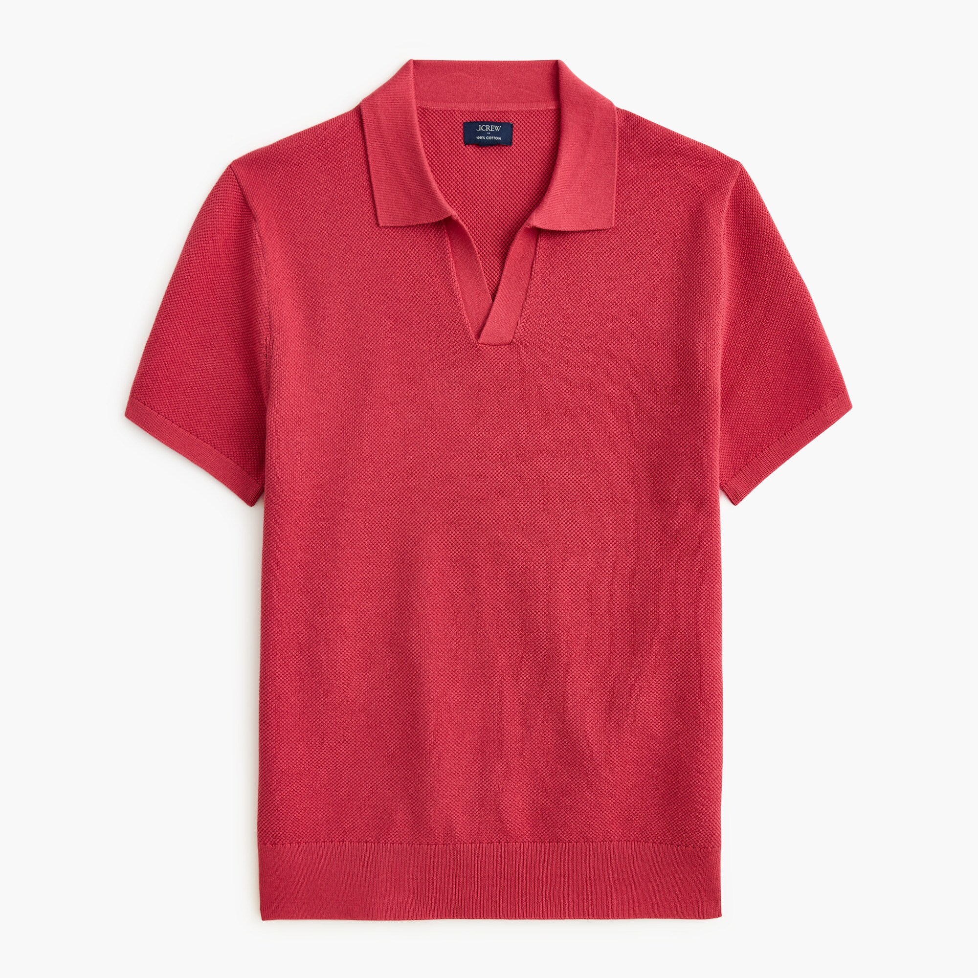 Cotton moss-stitch johnny-collar sweater-polo