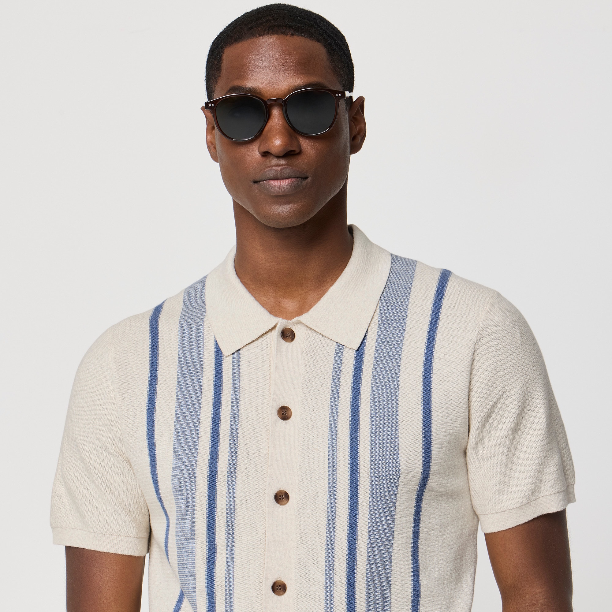 Striped button-down sweater-polo
