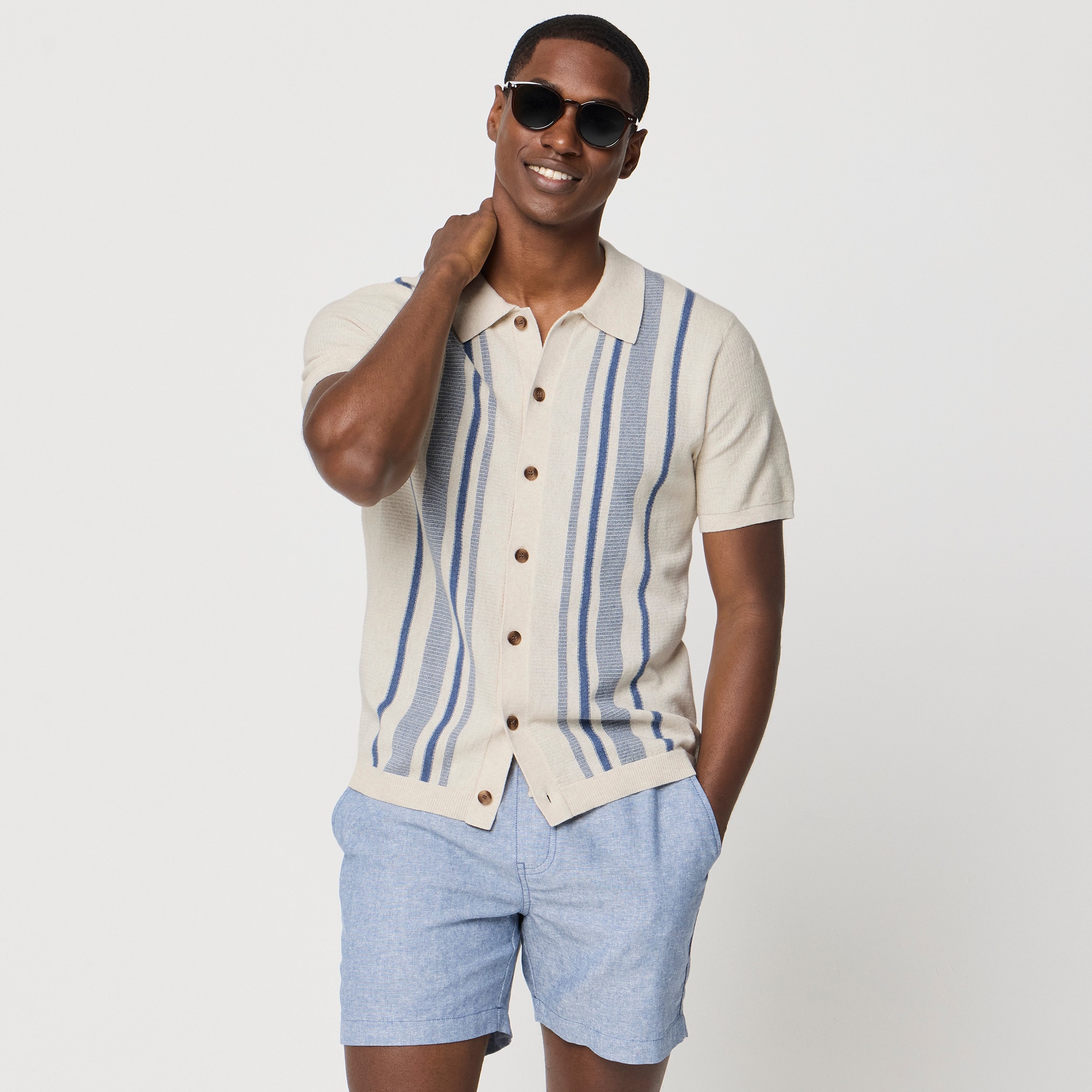 Striped button-down sweater-polo