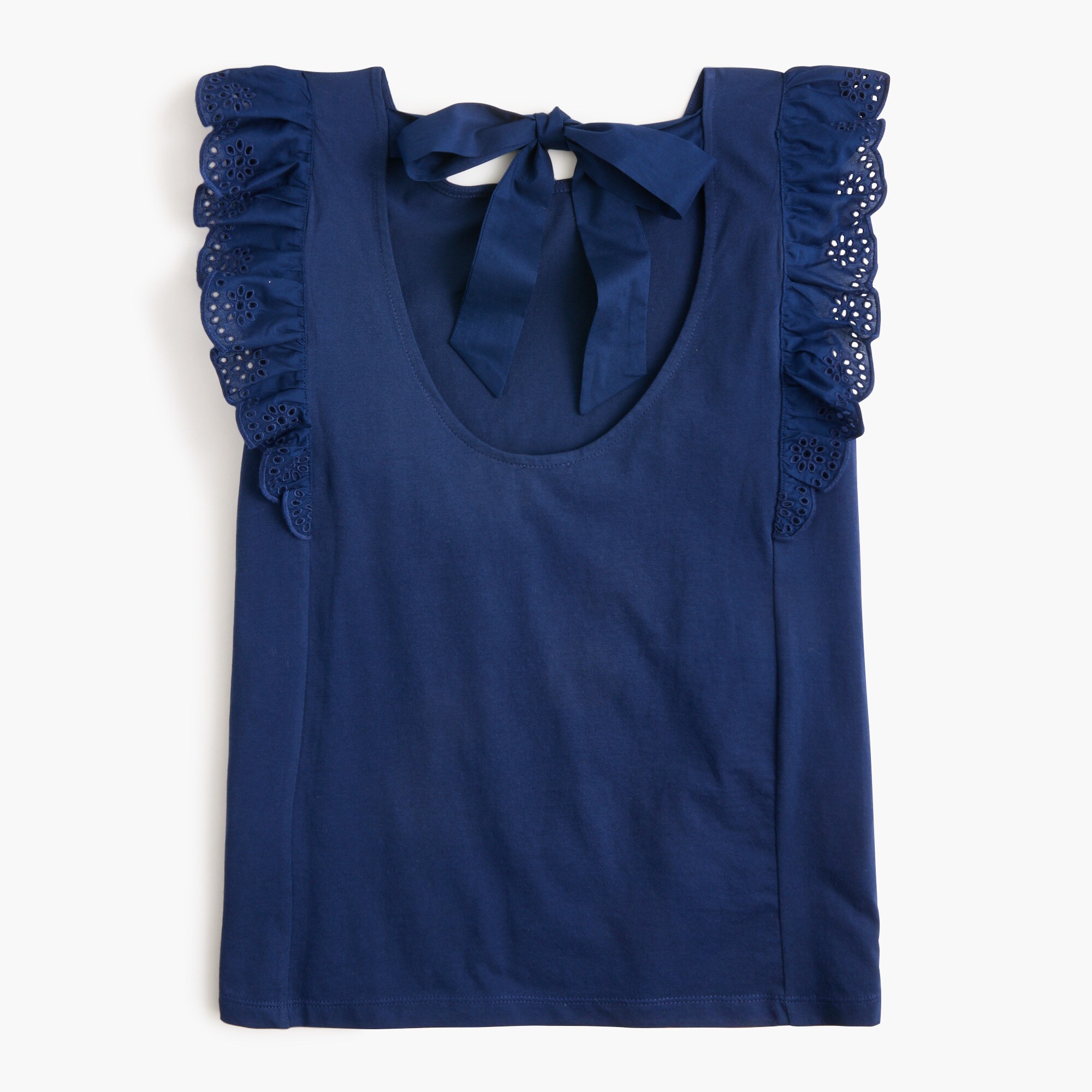 Eyelet flutter-sleeve tank top
