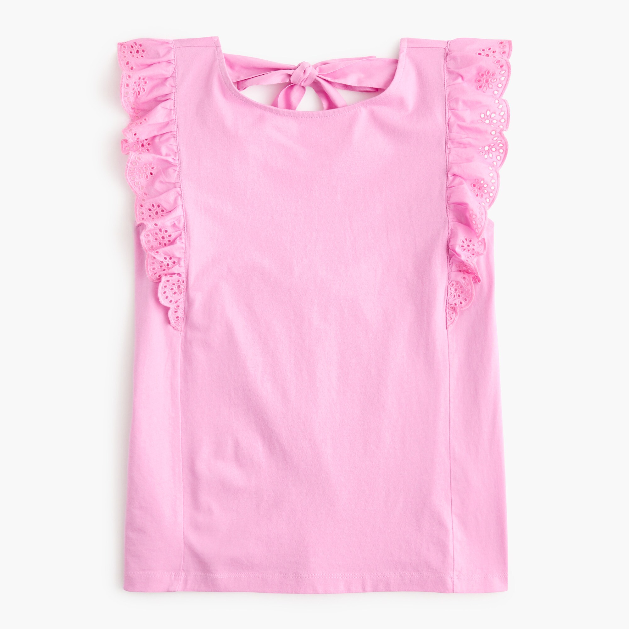 Eyelet flutter-sleeve tank top