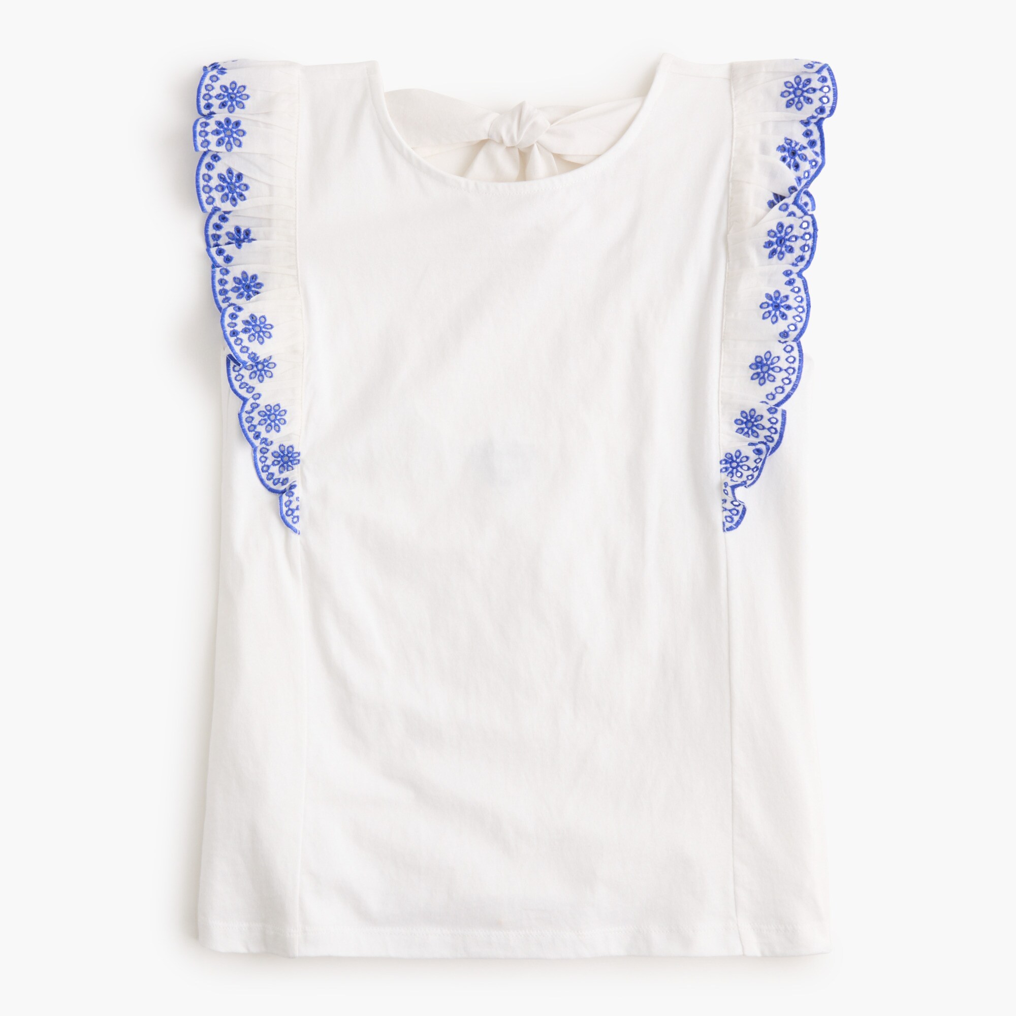 Eyelet flutter-sleeve tank top