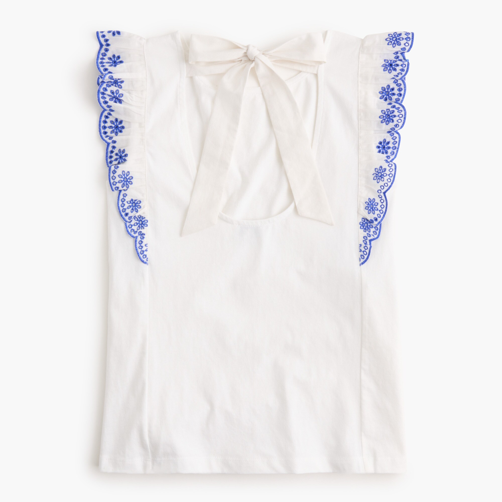 Eyelet flutter-sleeve tank top