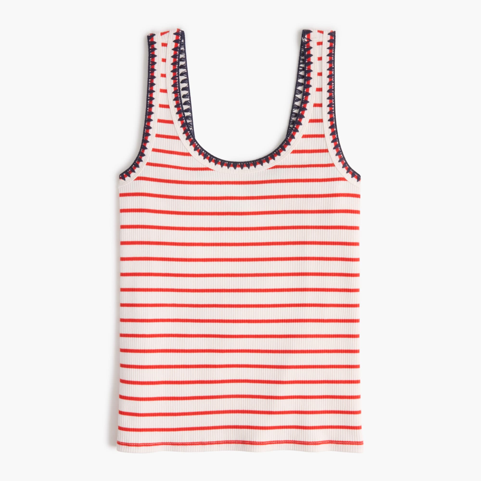 Striped blanket-stitch tank top