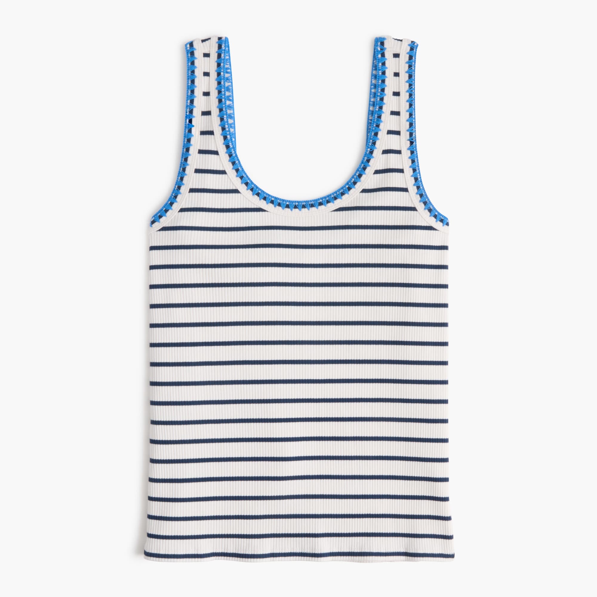 Striped blanket-stitch tank top