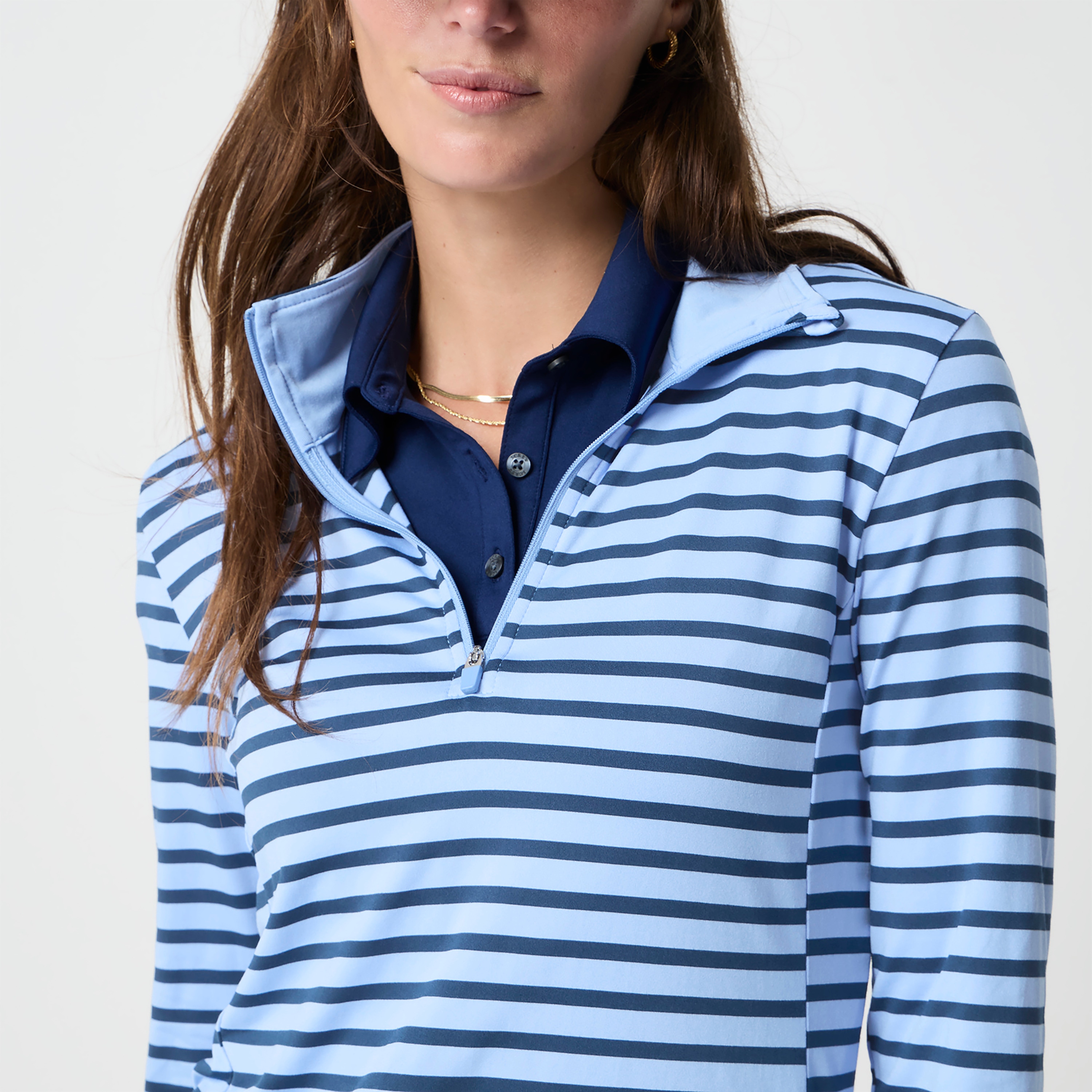 Striped performance quarter-zip
