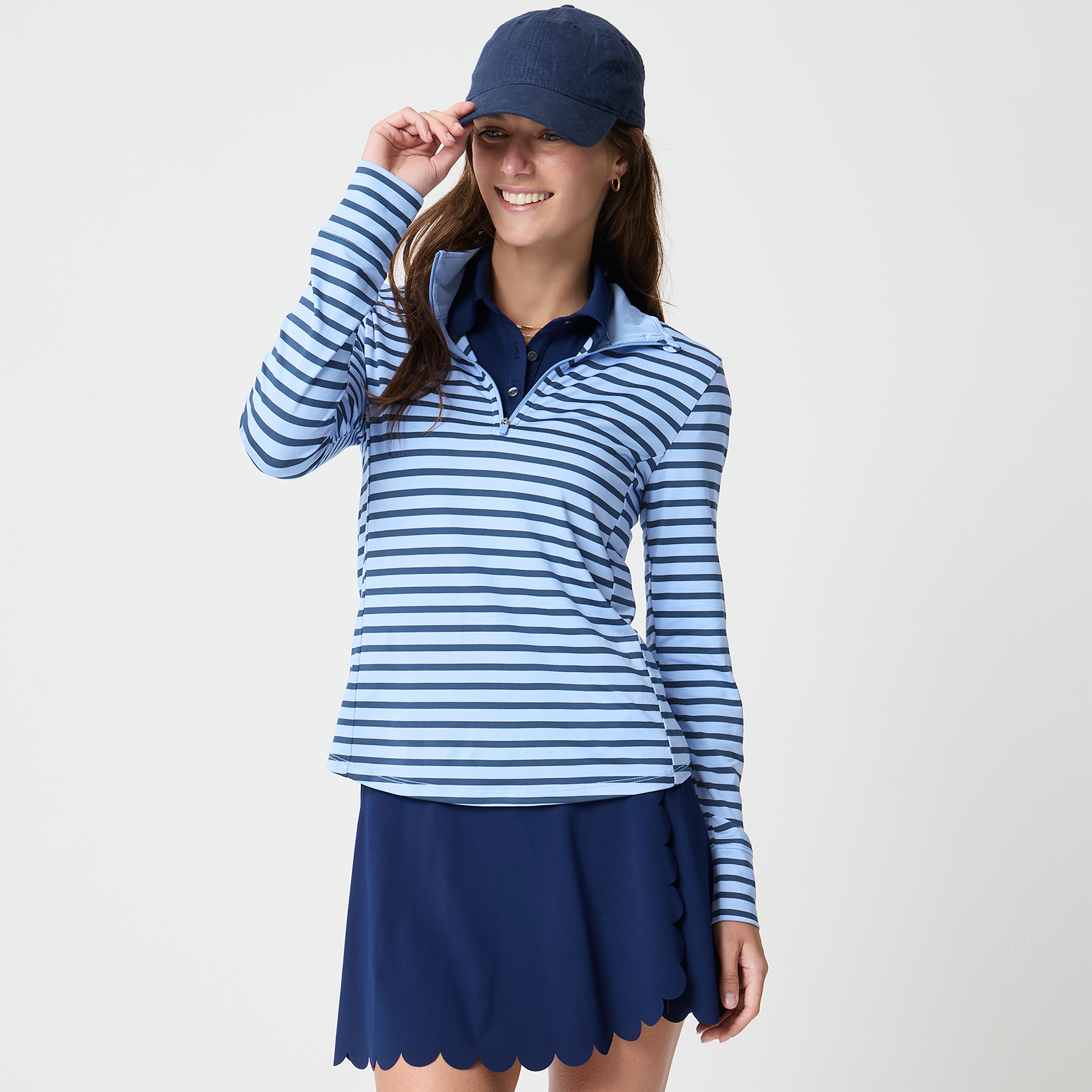 Striped performance quarter-zip