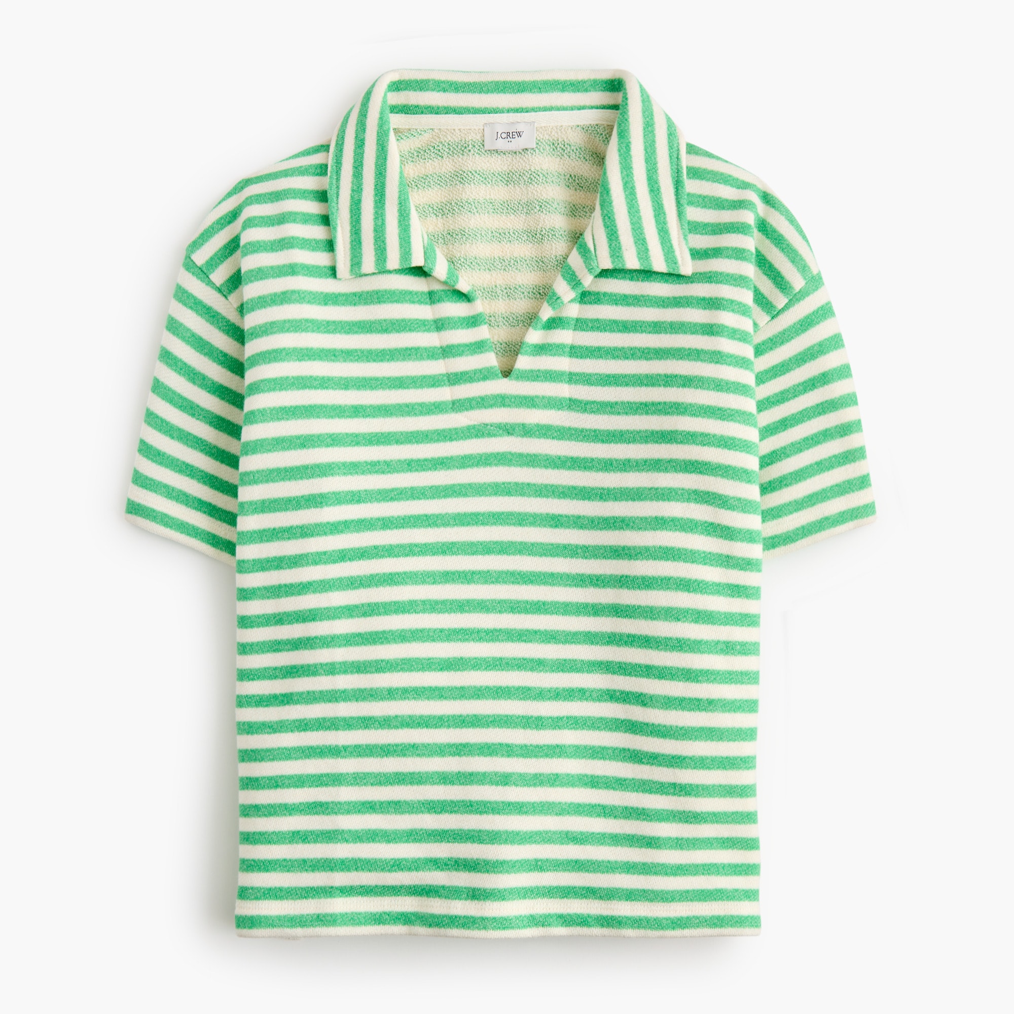 Striped short-sleeve terry polo sweatshirt