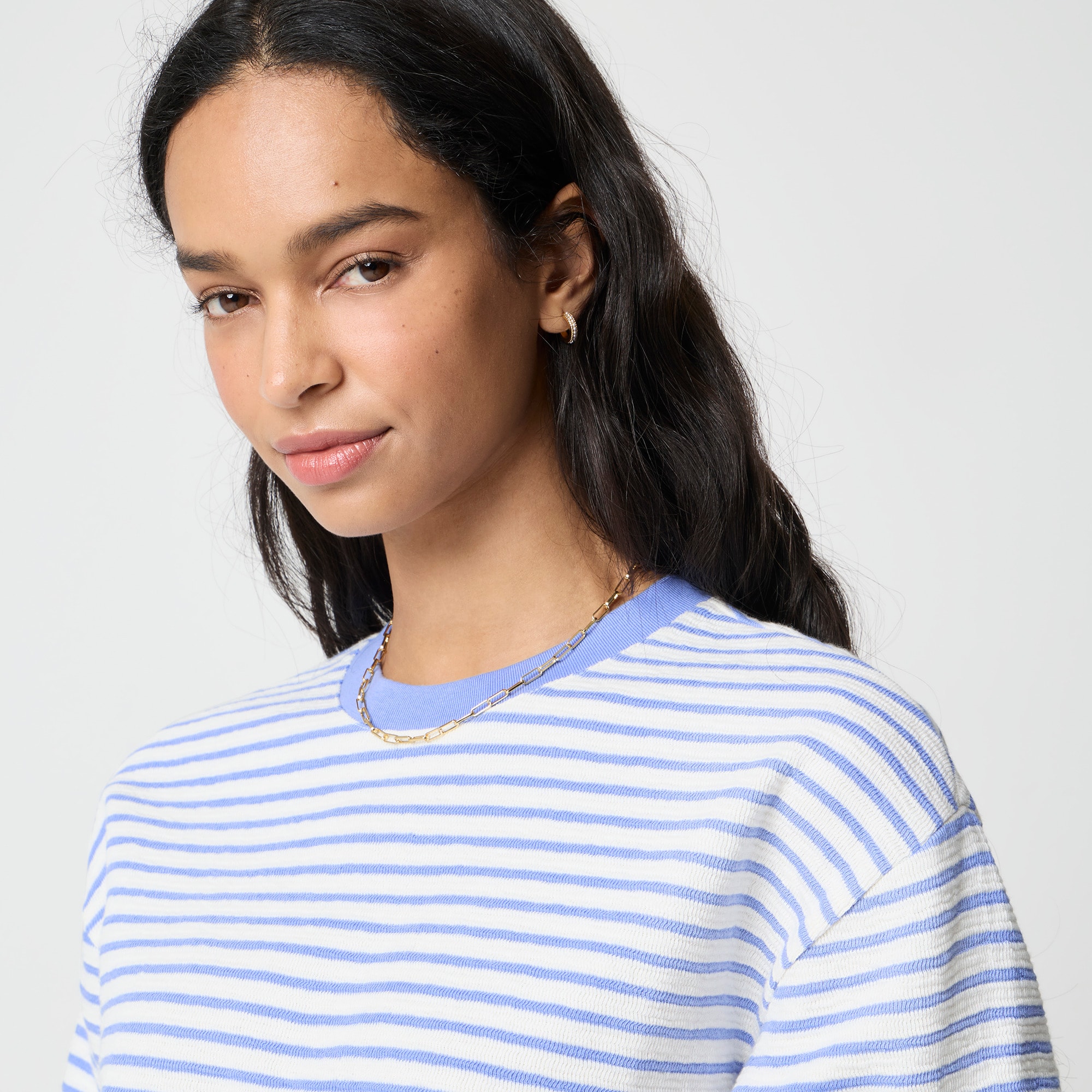 Jacquard striped crewneck sweatshirt