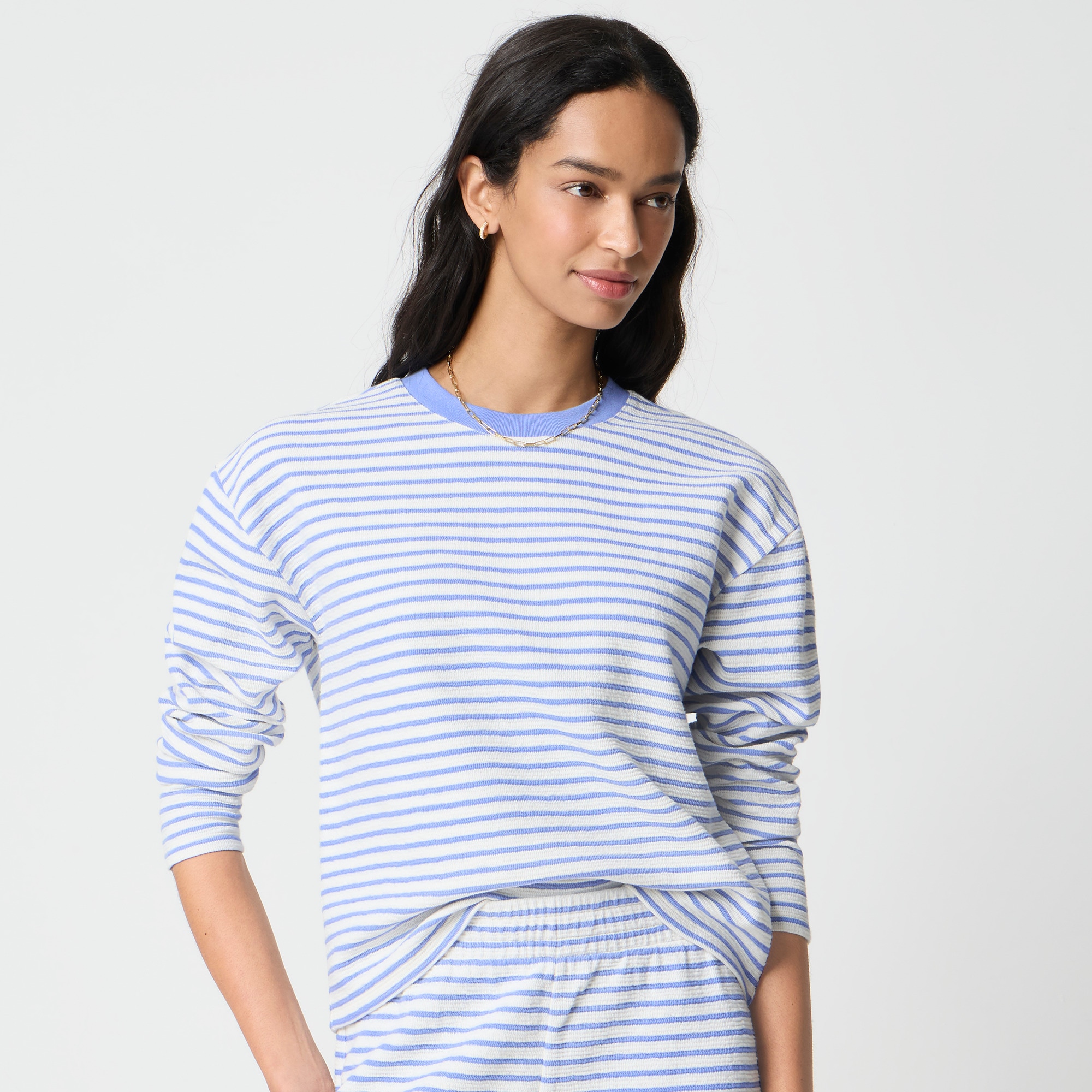 Jacquard striped crewneck sweatshirt
