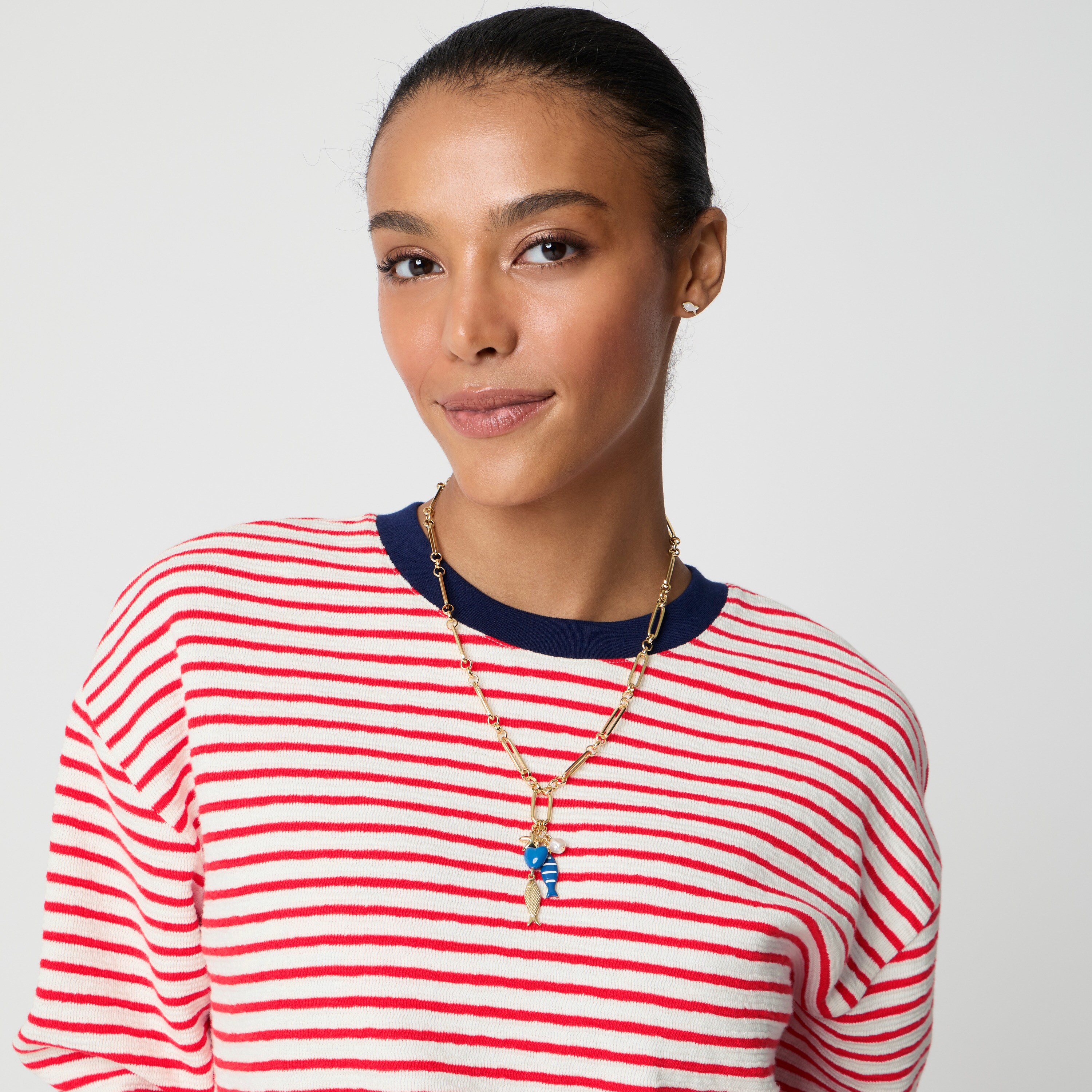 Jacquard striped crewneck sweatshirt
