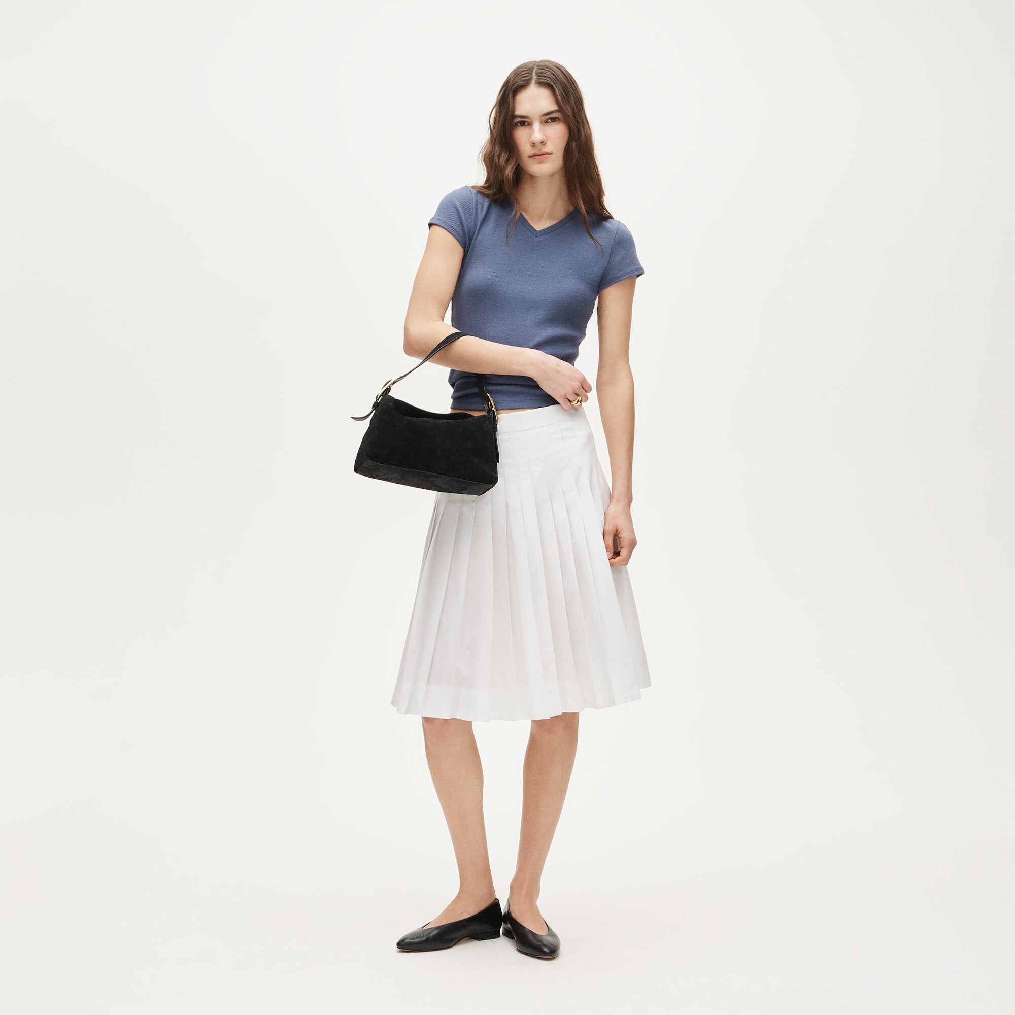 Perfect rib high V-neck T-shirt