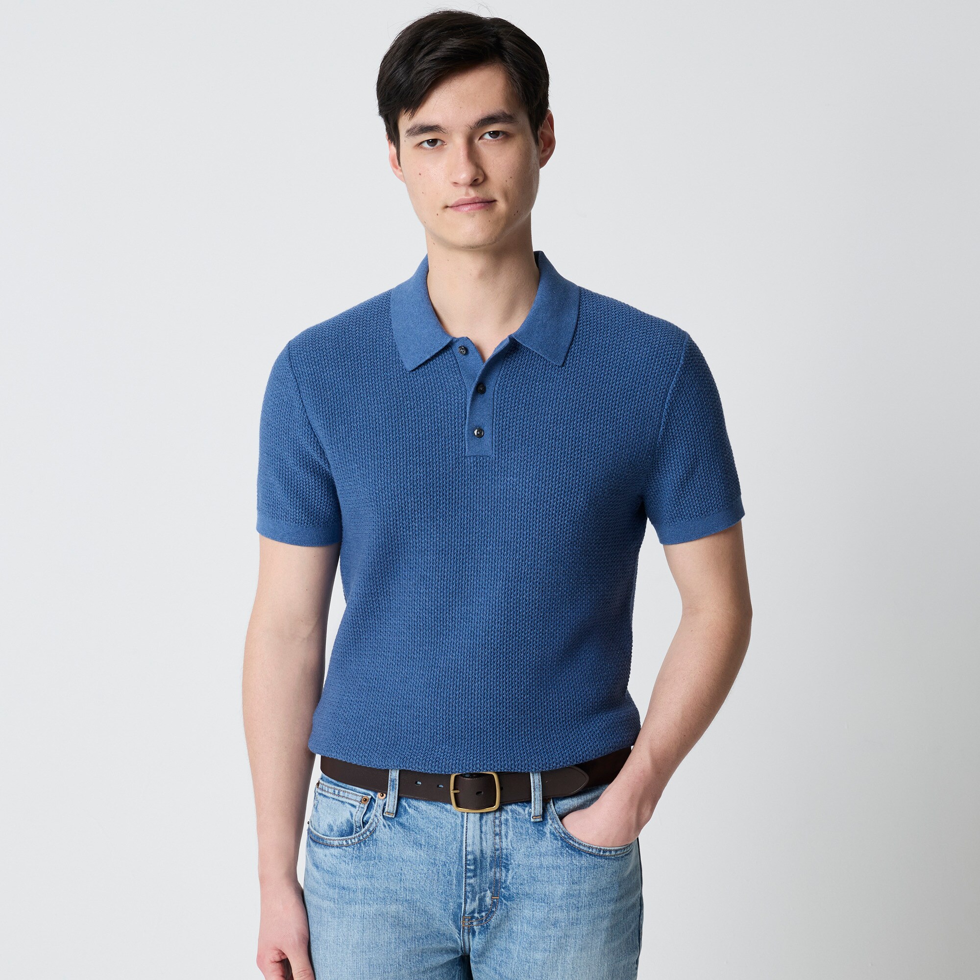 Textured cotton sweater-polo