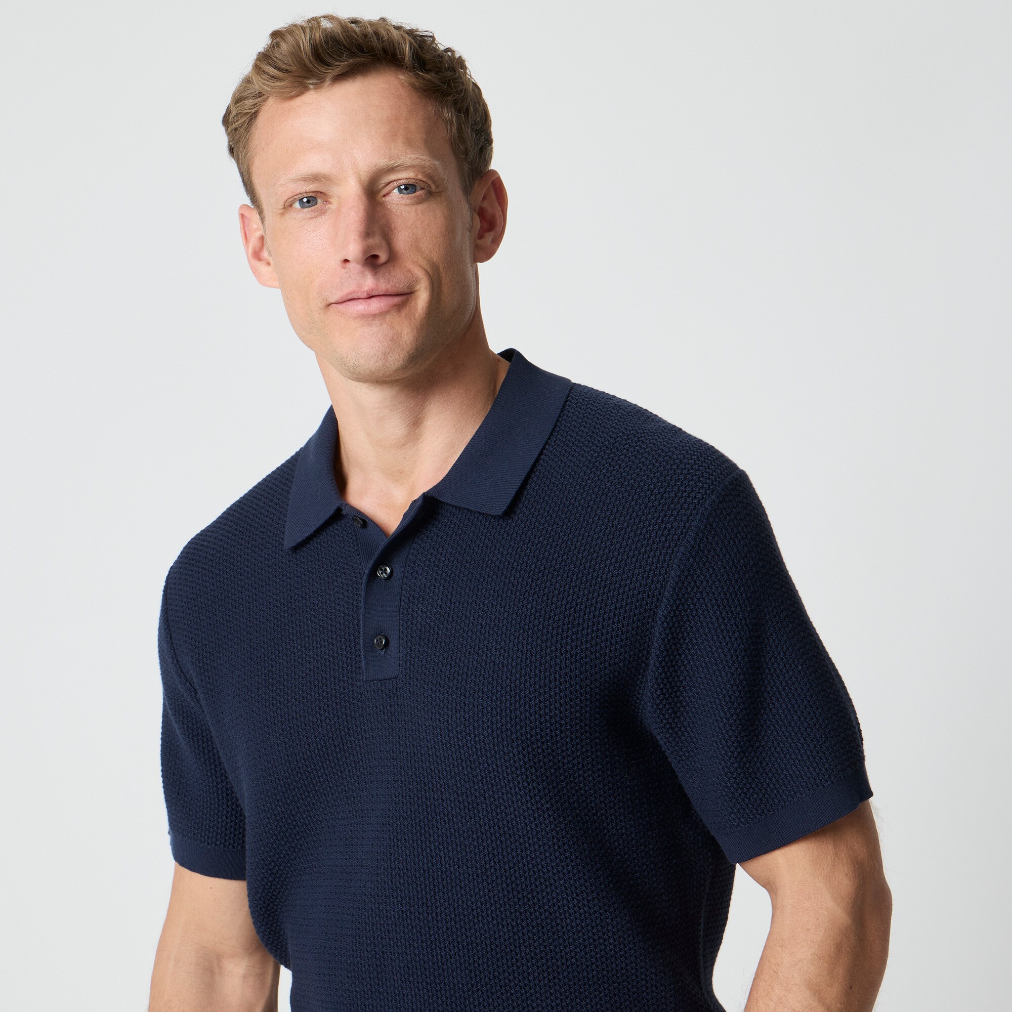 Textured cotton sweater-polo
