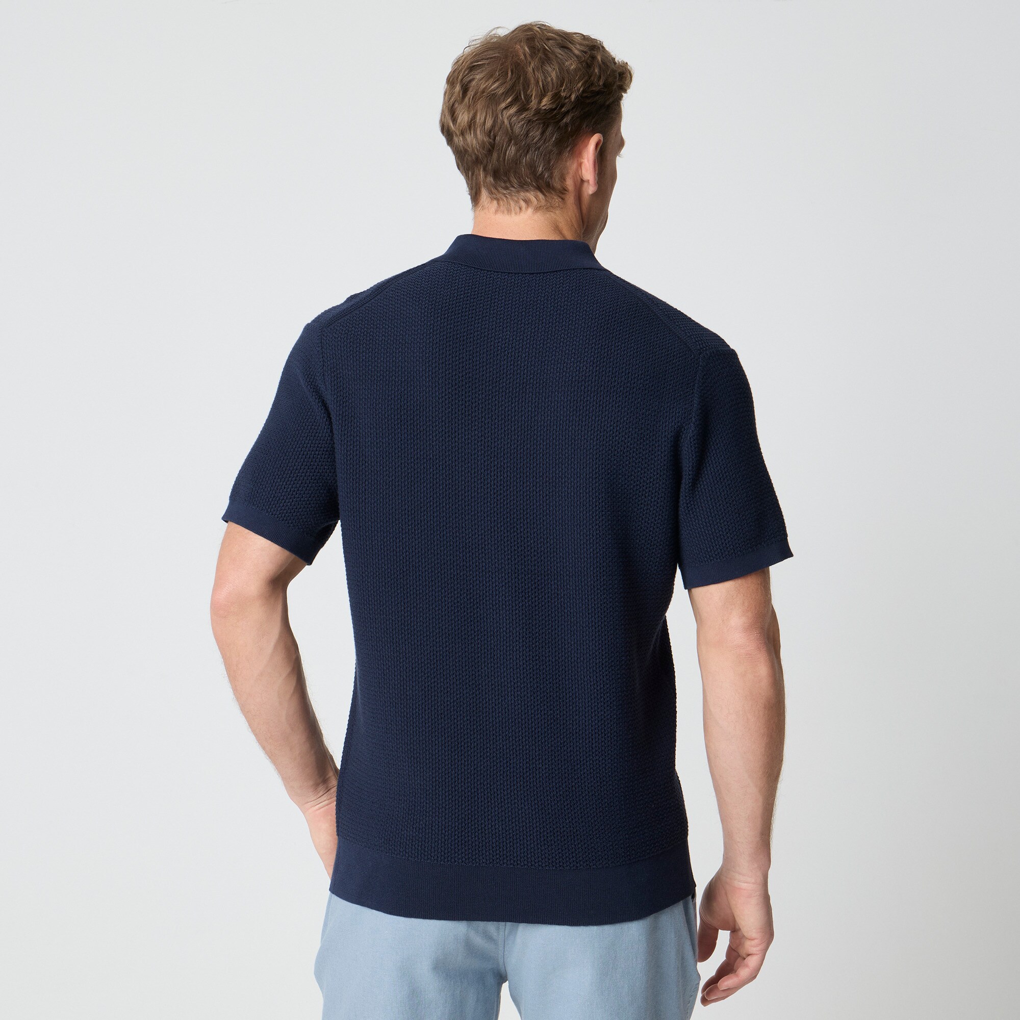 Textured cotton sweater-polo