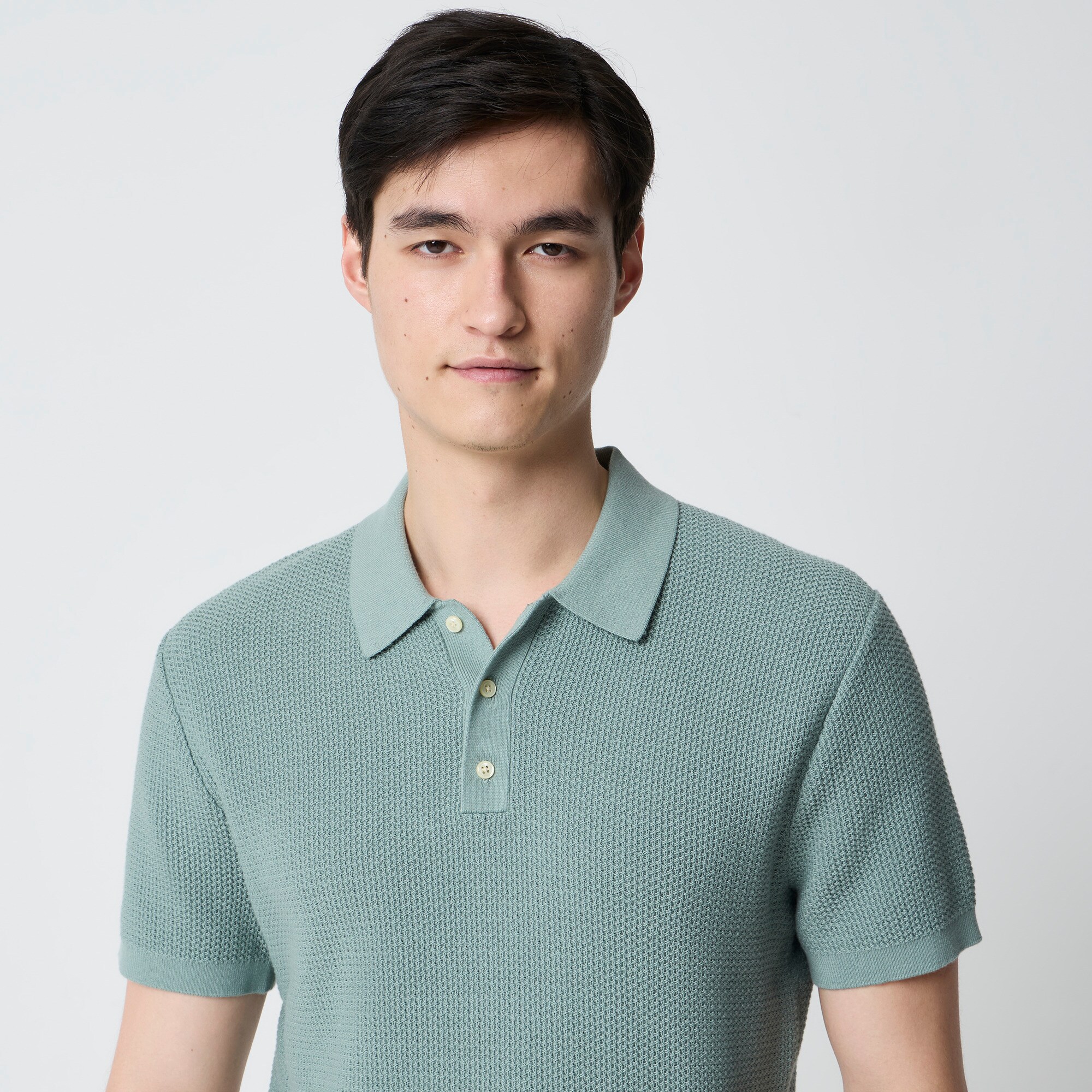 Textured cotton sweater-polo