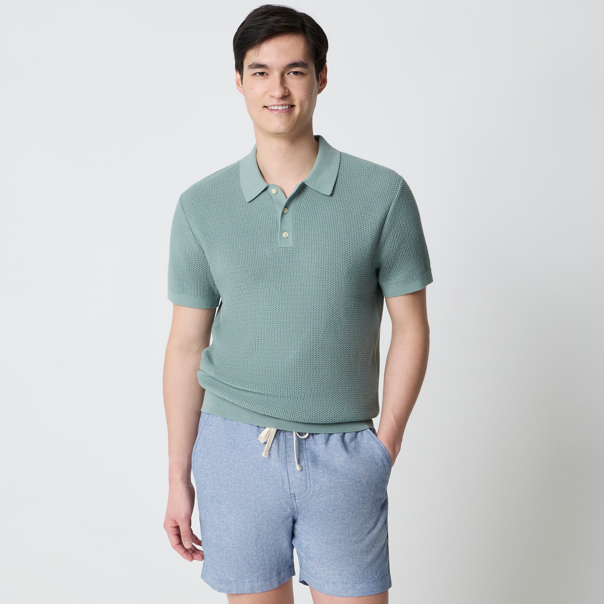 Textured cotton sweater-polo