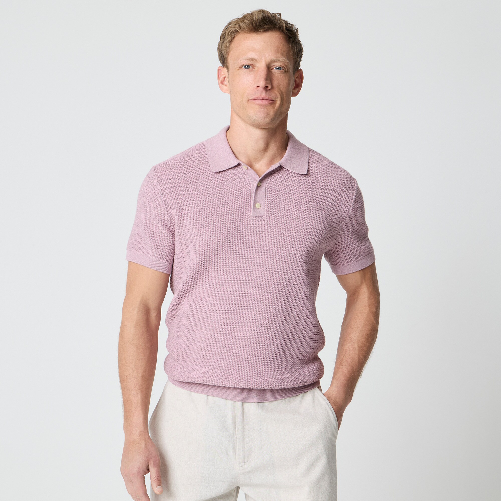 Textured cotton sweater-polo