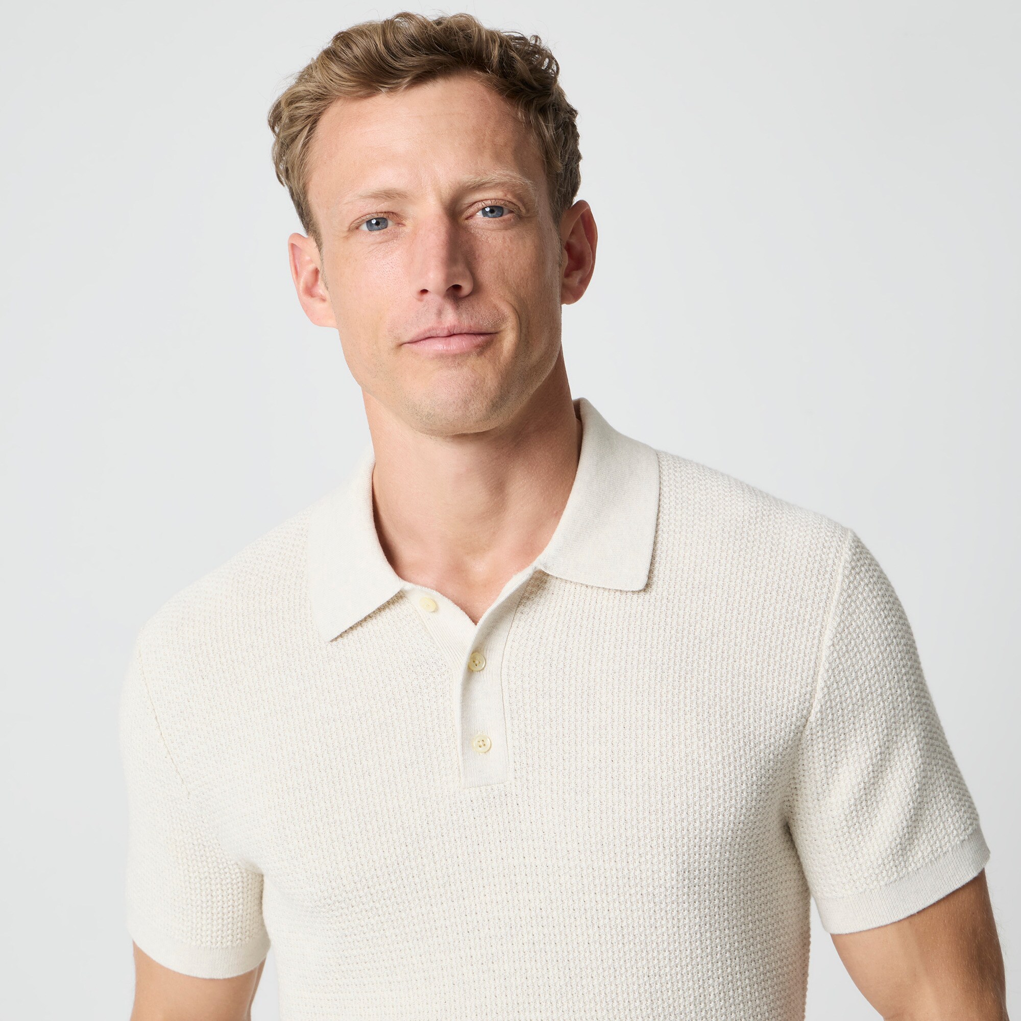 Textured cotton sweater-polo