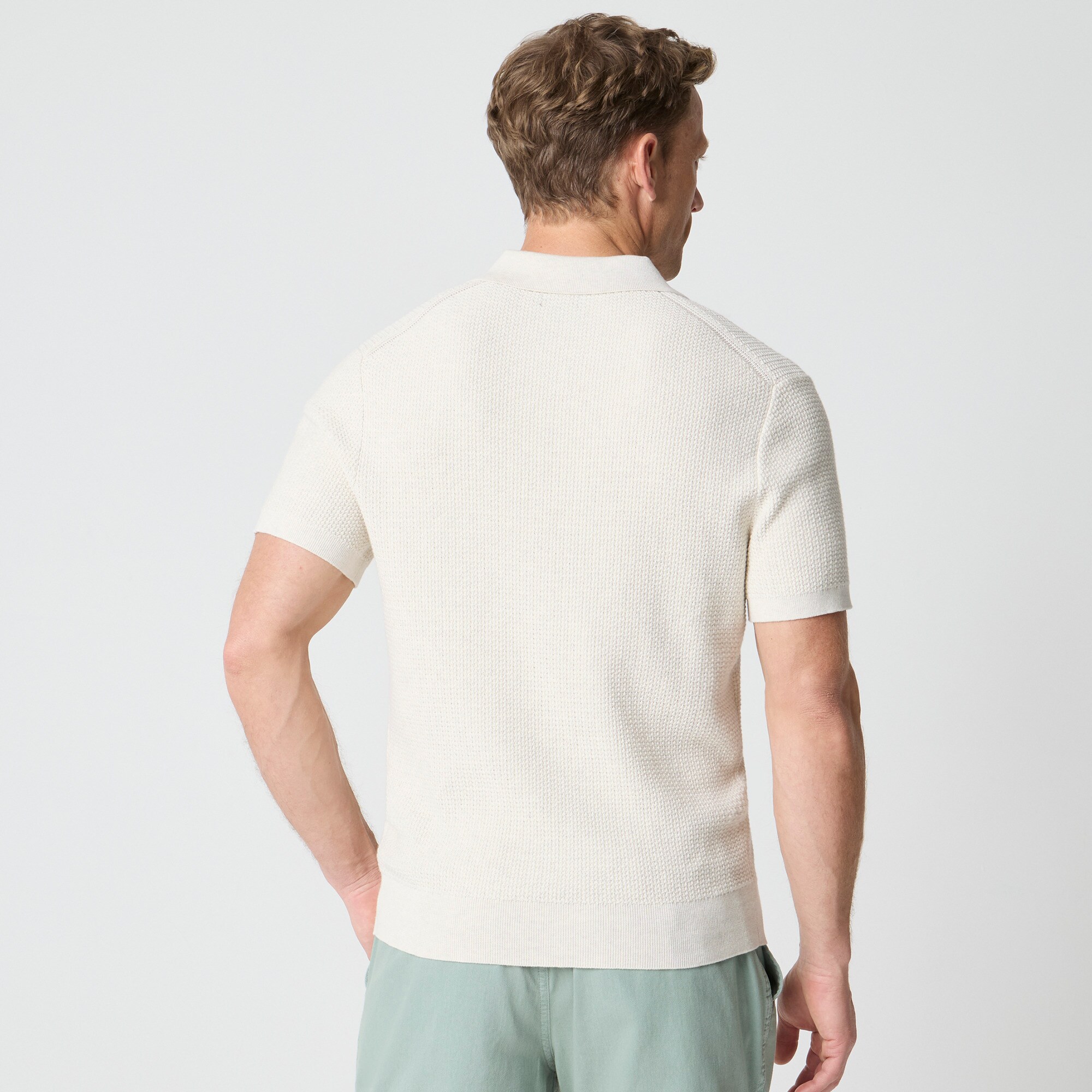 Textured cotton sweater-polo