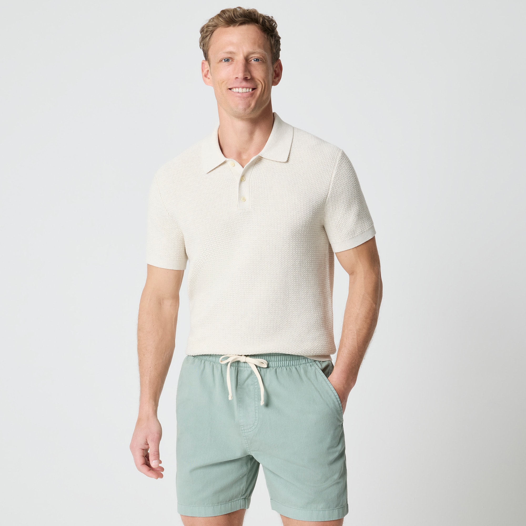Textured cotton sweater-polo