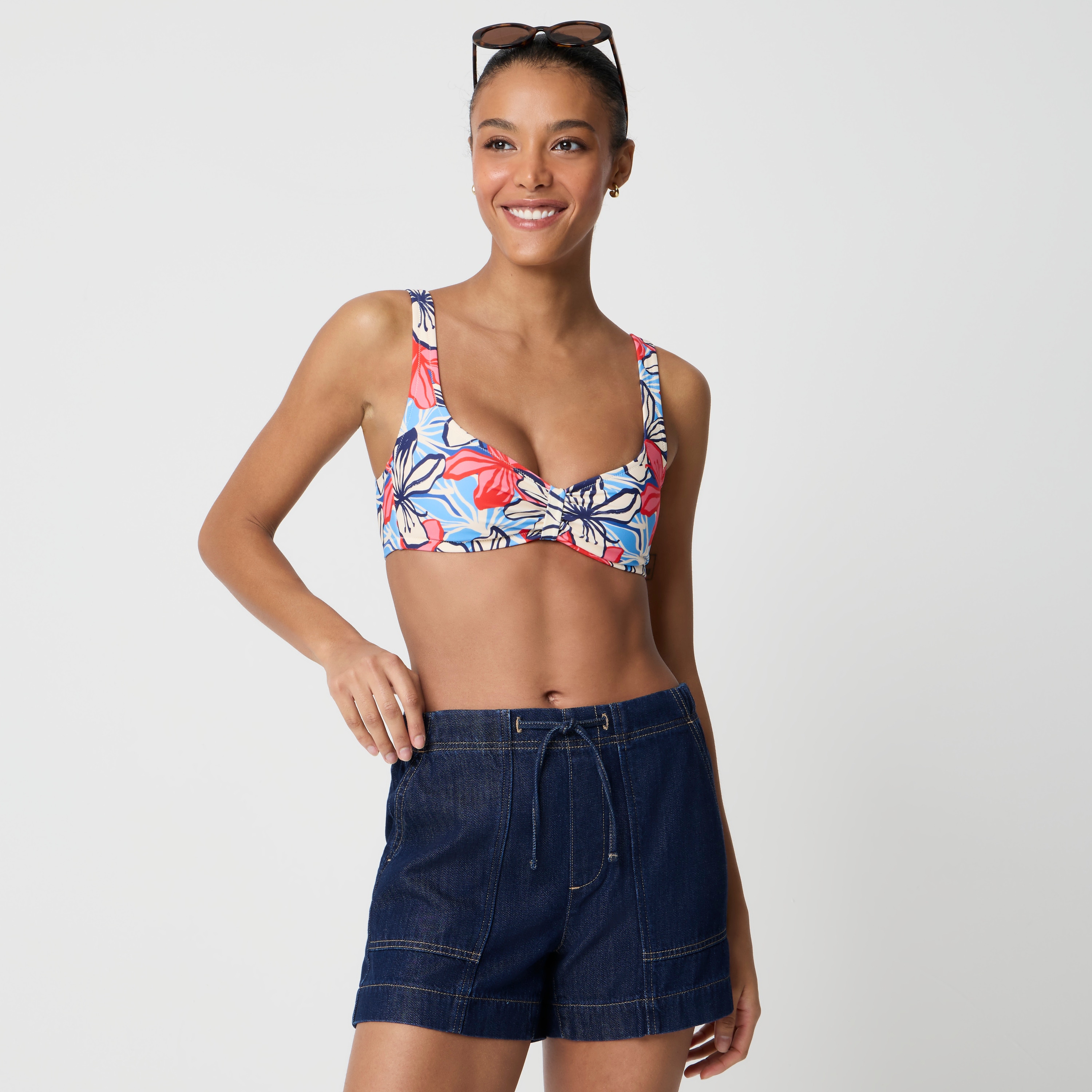 Printed sweetheart bikini top
