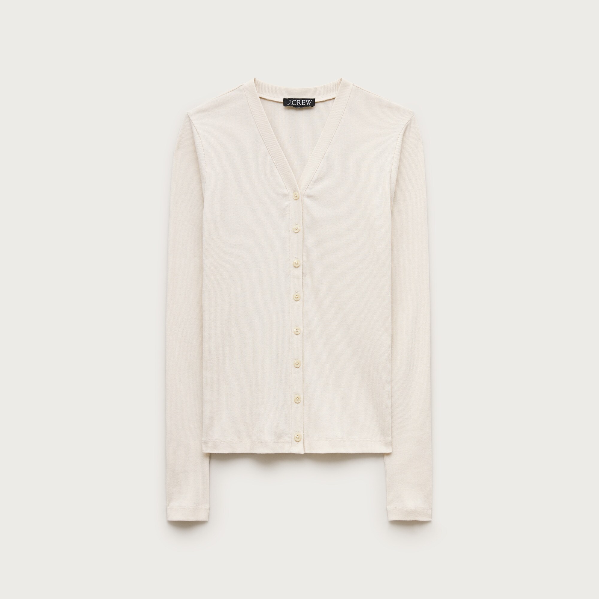 Lightweight rib high V-neck cardigan top