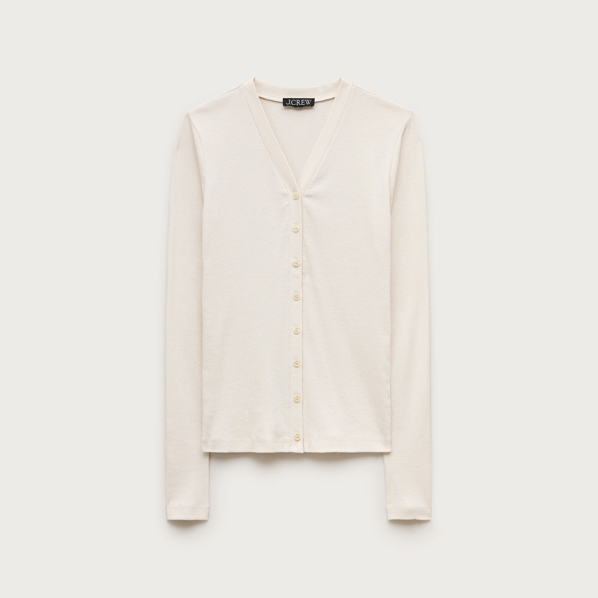 Lightweight rib high V-neck cardigan top