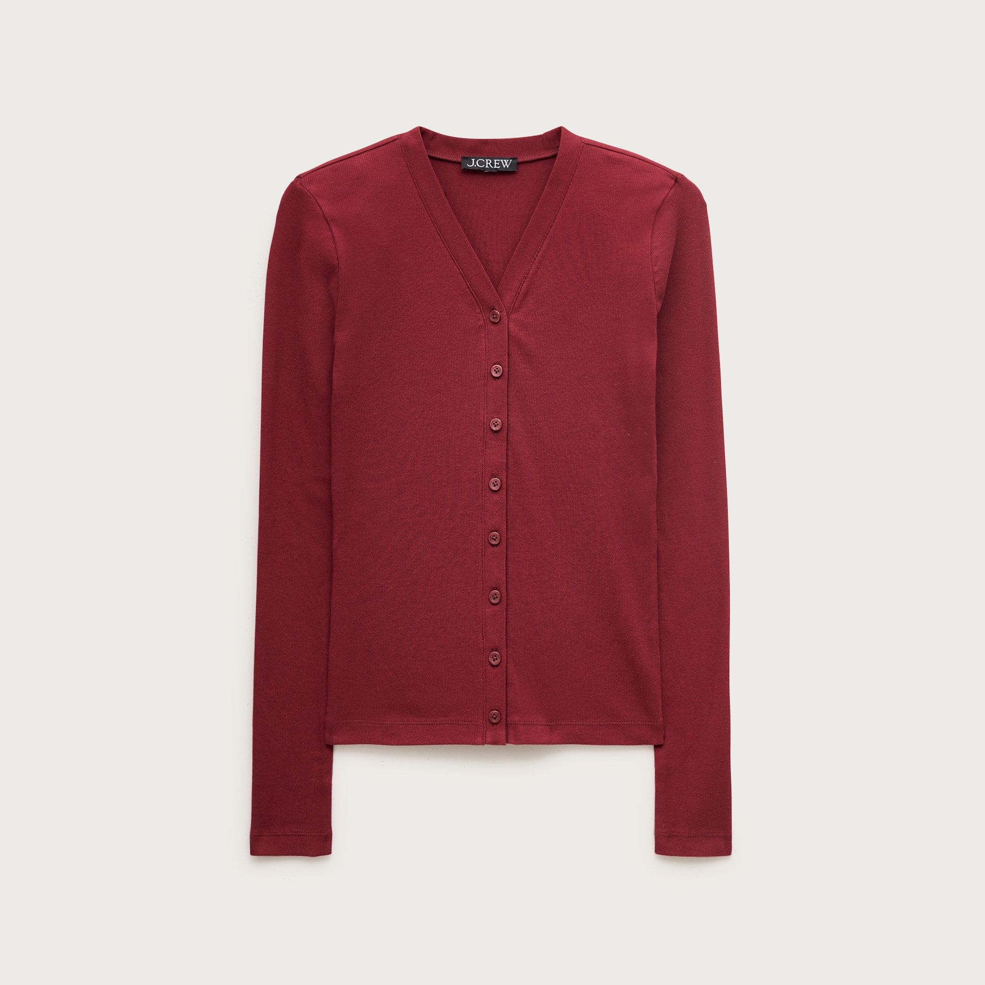  Lightweight rib high V-neck cardigan top