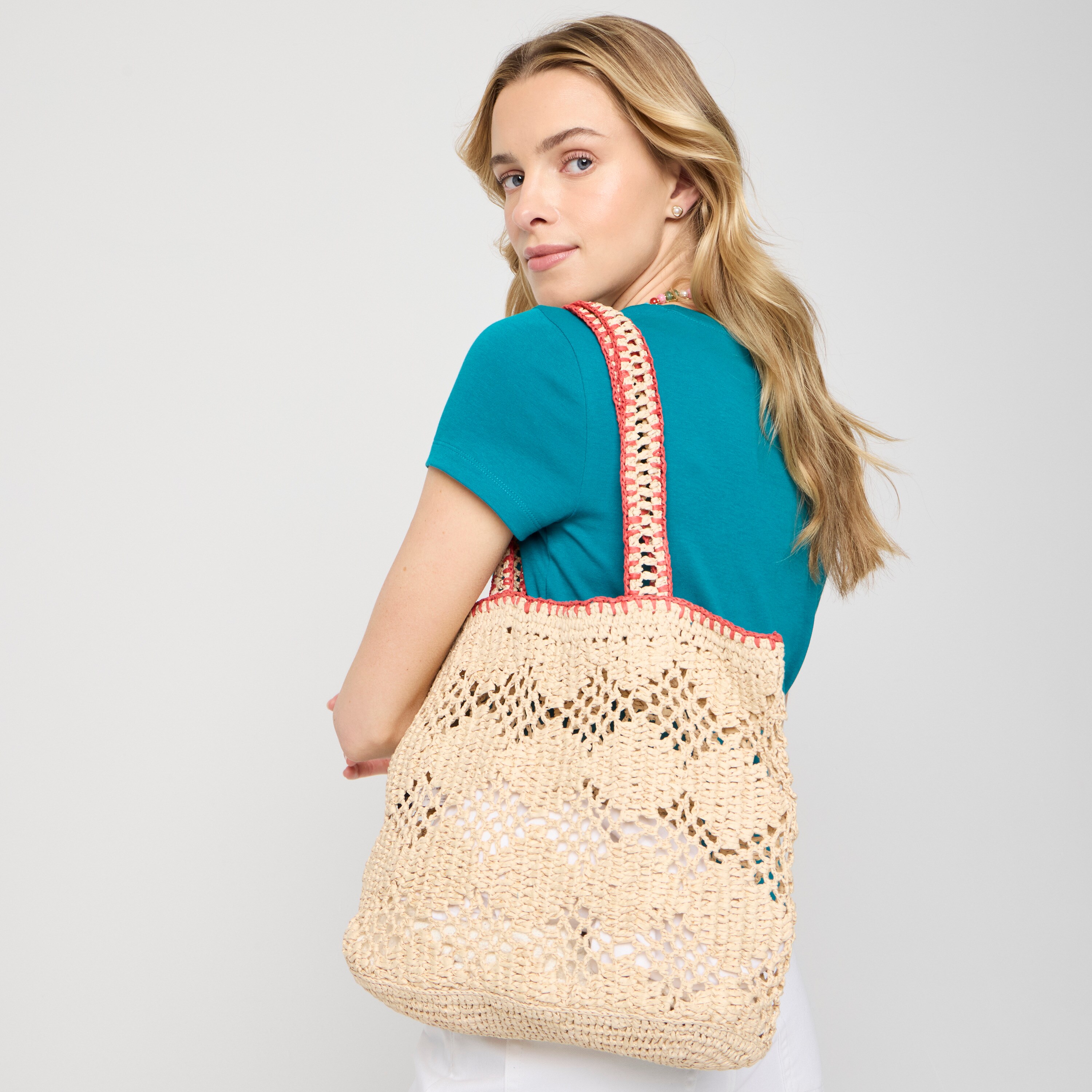 Stitched woven tote bag
