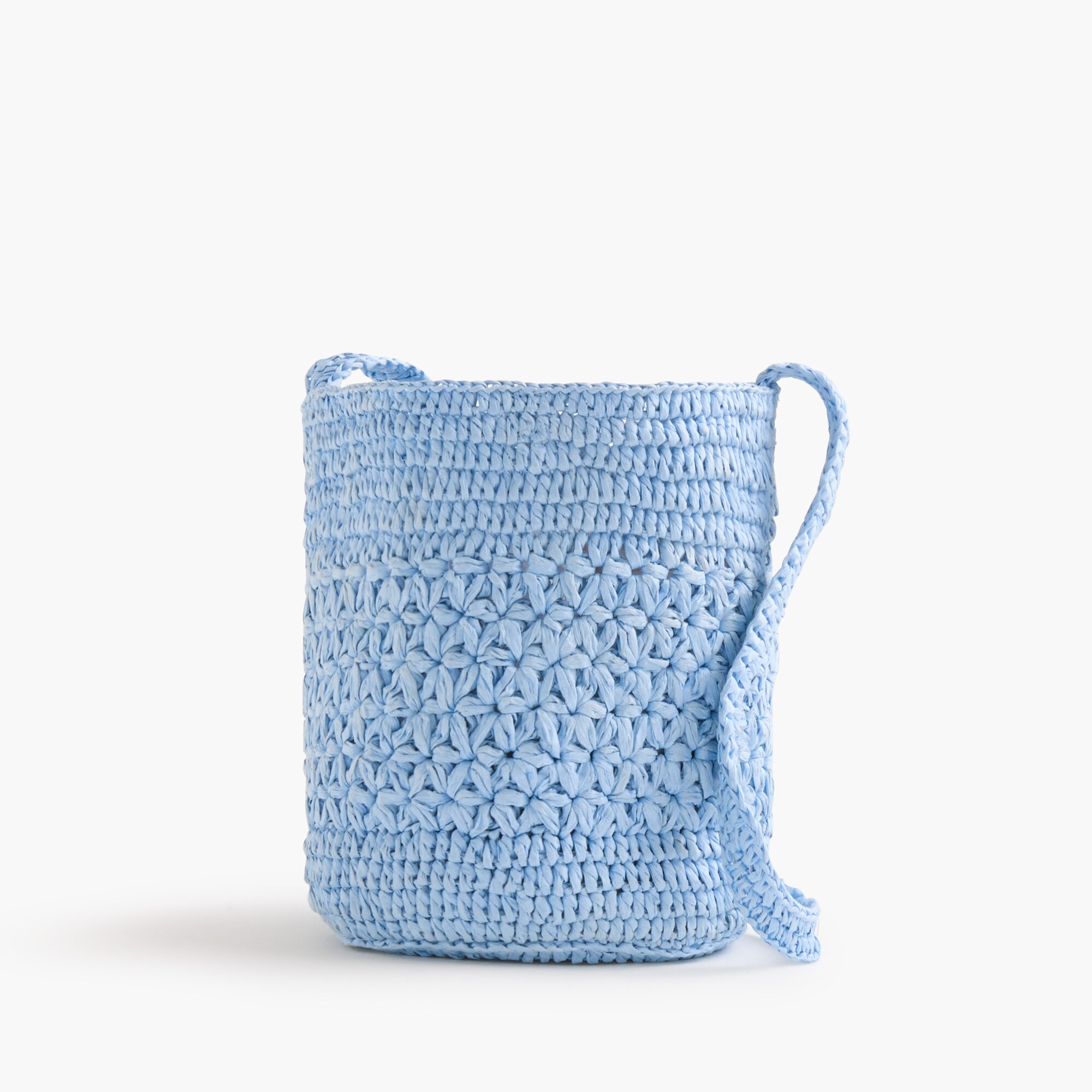 Floral woven bucket bag