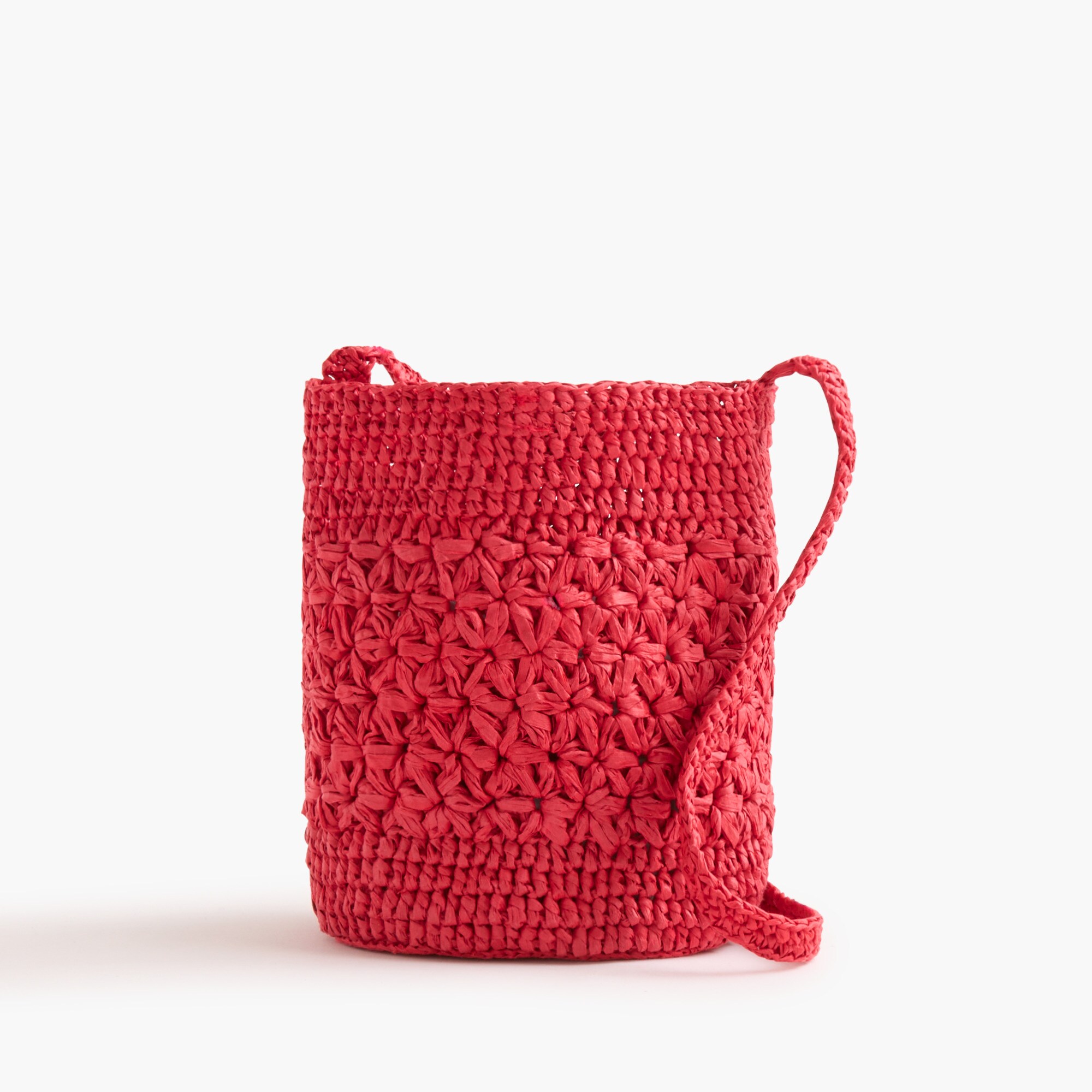 Floral woven bucket bag