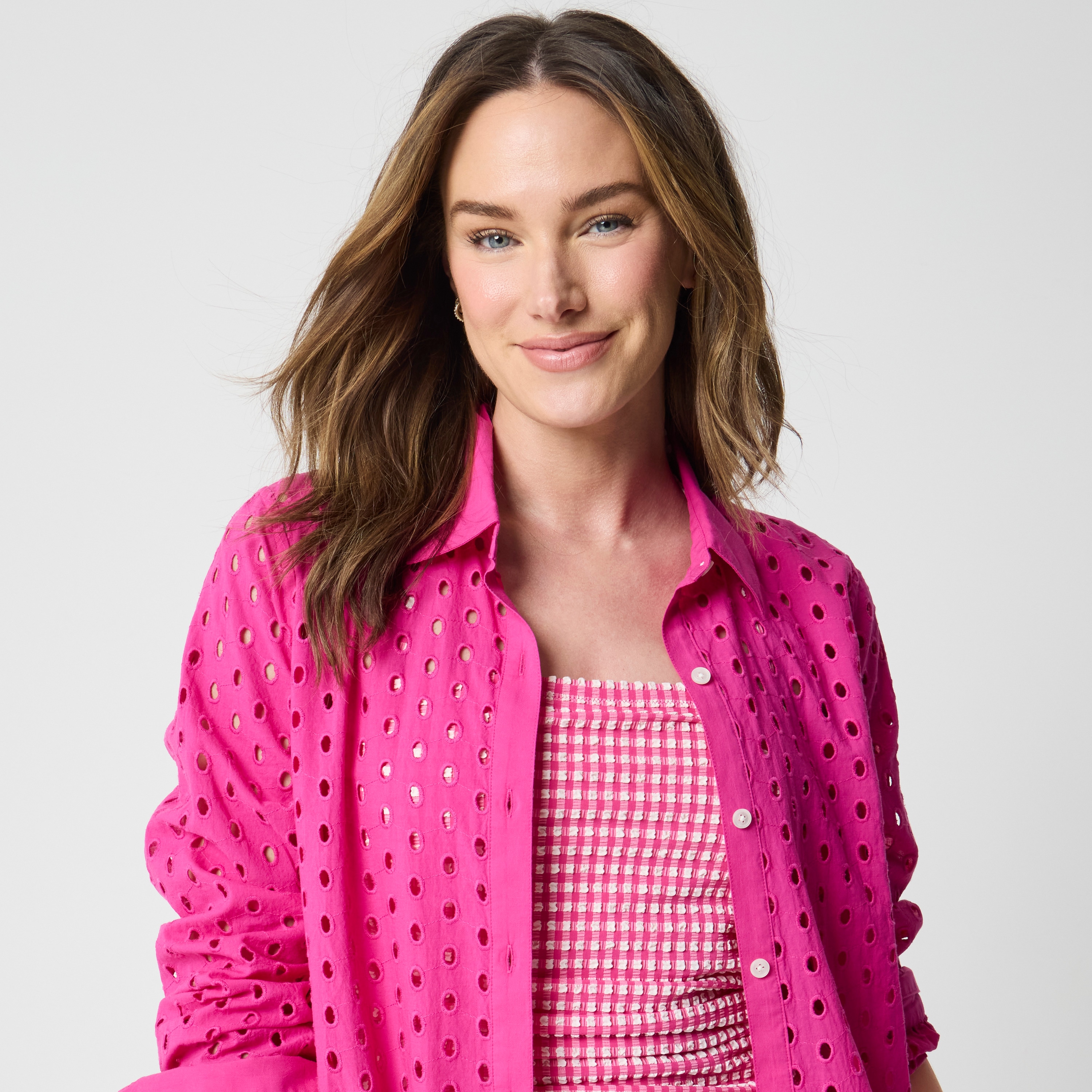 Eyelet button-up cover-up - image 2