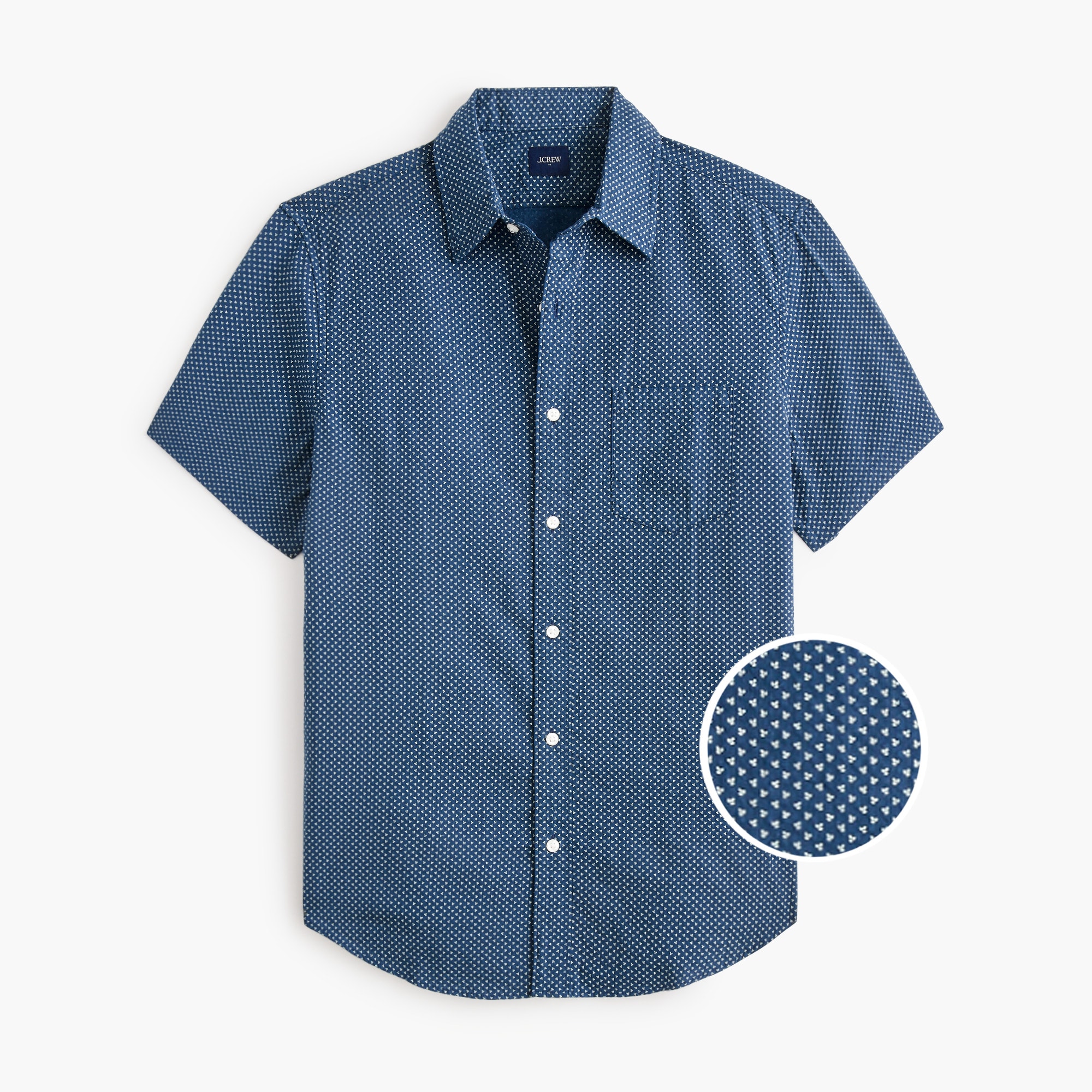 Short-sleeve printed seersucker shirt